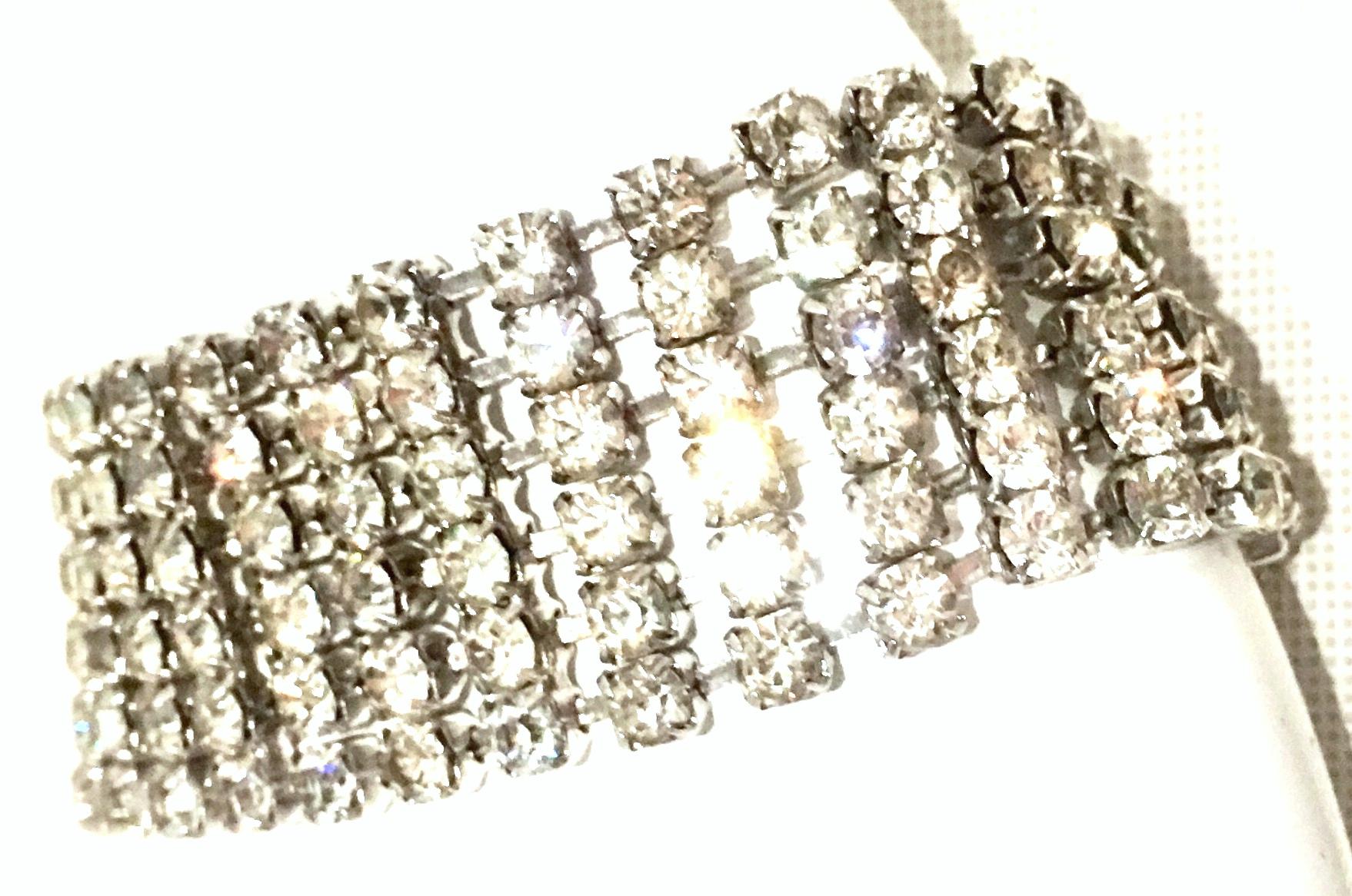 20th Century Art Deco Style Silver & Austrian Crystal Link Bracelet For Sale 3
