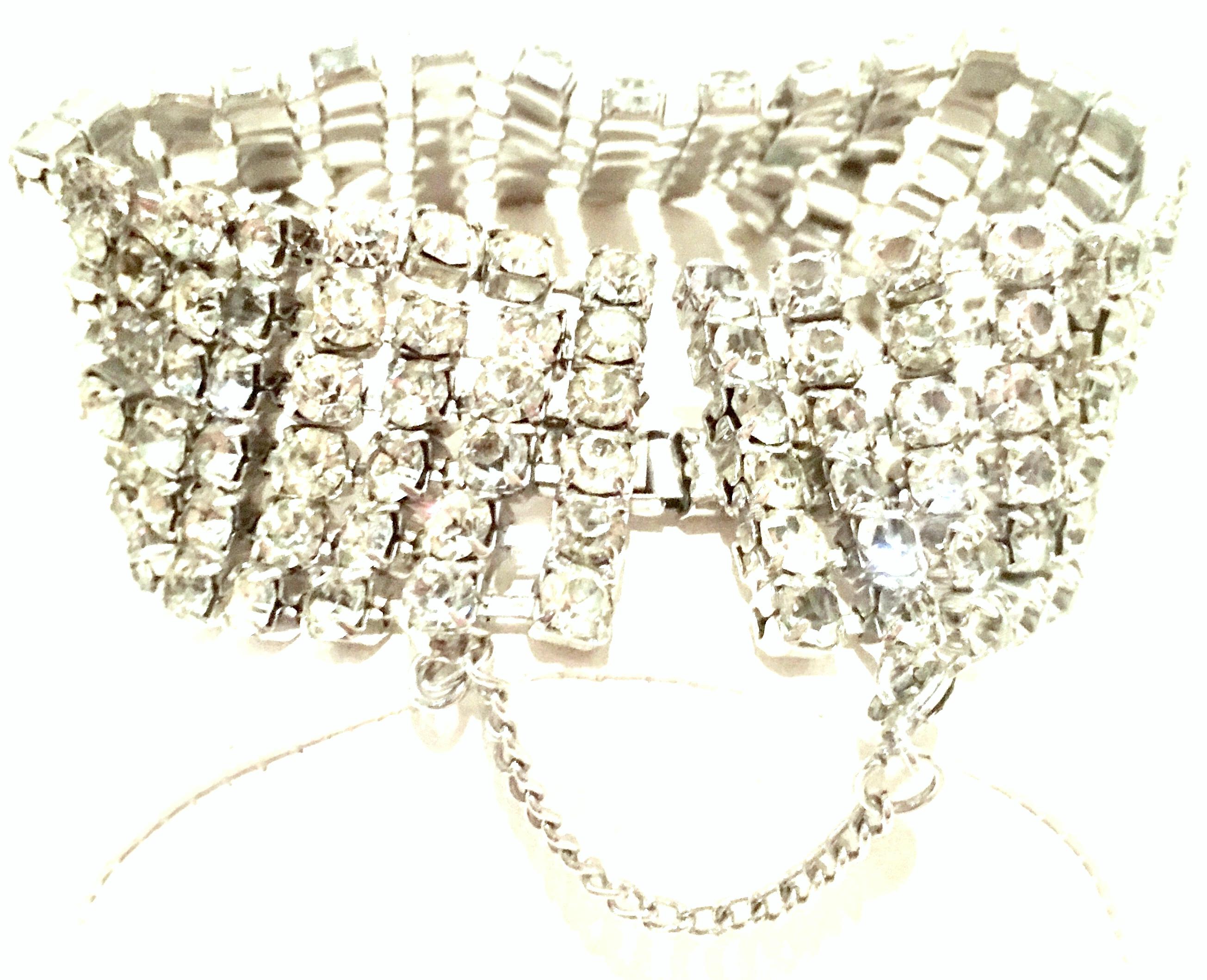 20th Century Art Deco Style Silver & Austrian Crystal Link Bracelet For Sale 4