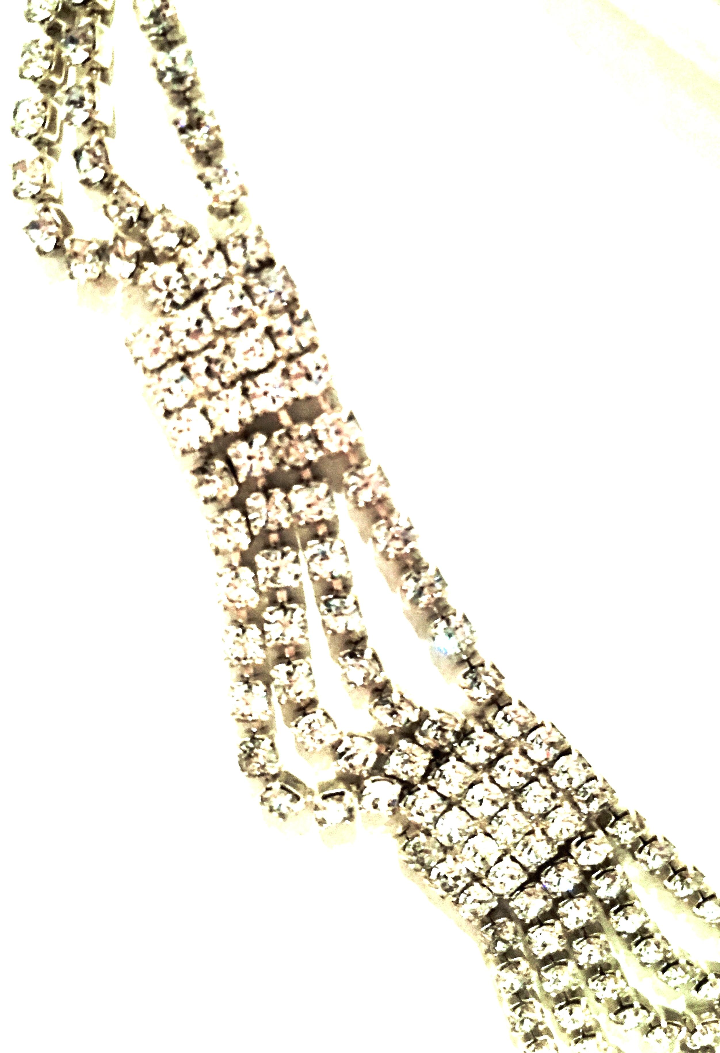 20th Century Art Deco Style Silver Plate & Austrian Crystal Swag Choker Necklace For Sale 4