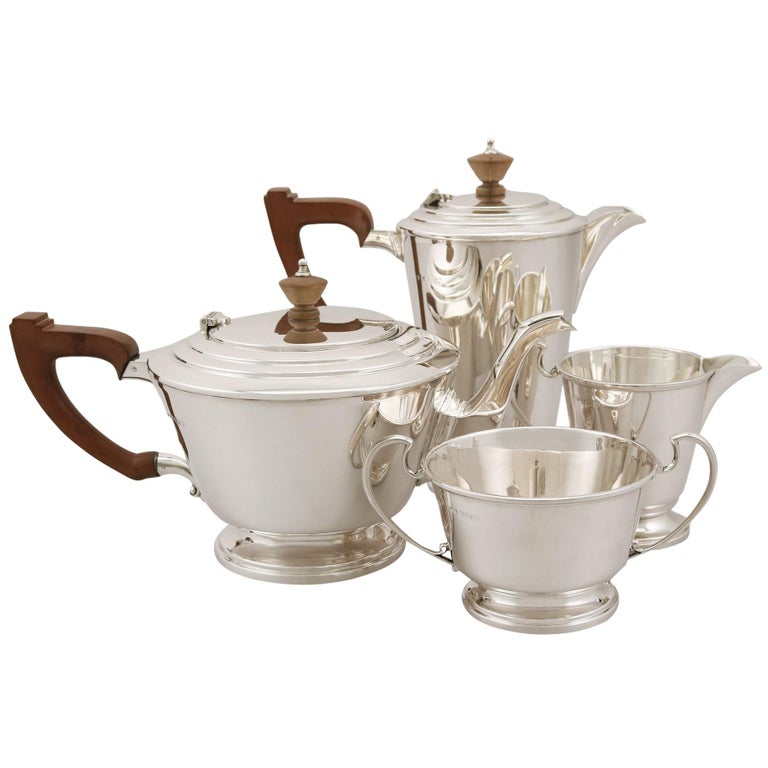 20th Century Art Deco Style Sterling Silver FourPiece Tea and Coffee