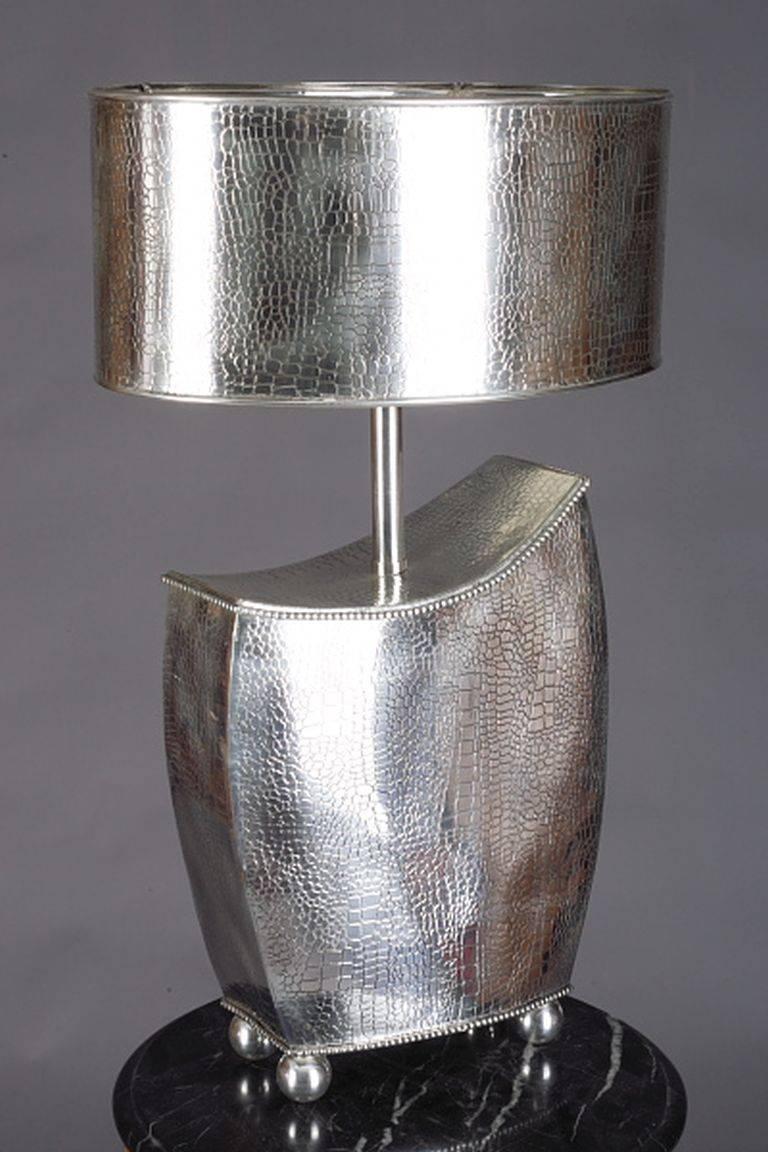 20th Century Art Deco Style Table Lamp, Silver Plated For Sale 1