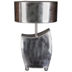 Tischlampe im Art-déco-Stil des 20. Jahrhunderts, versilbert