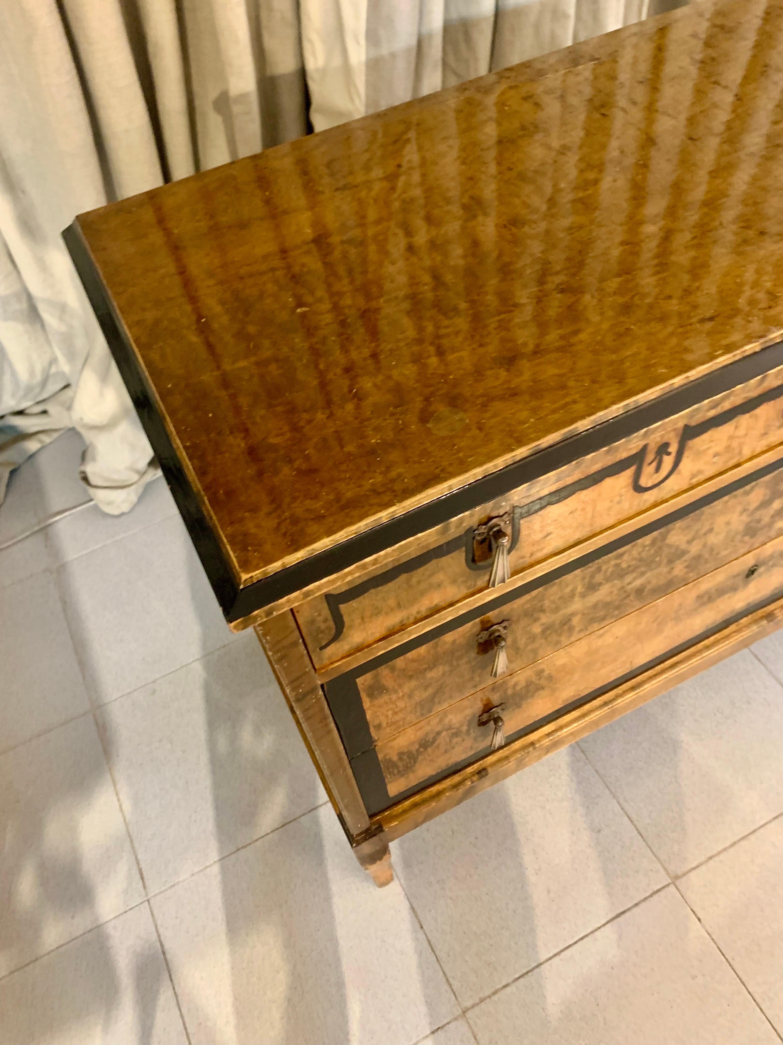 Birch 20th Century Art Deco Sweden Commode or Chest of Drawers For Sale