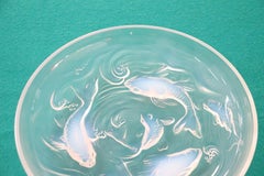 20th Century Art Deco Verlys Glass French Plate in Transparent Color with Fishes