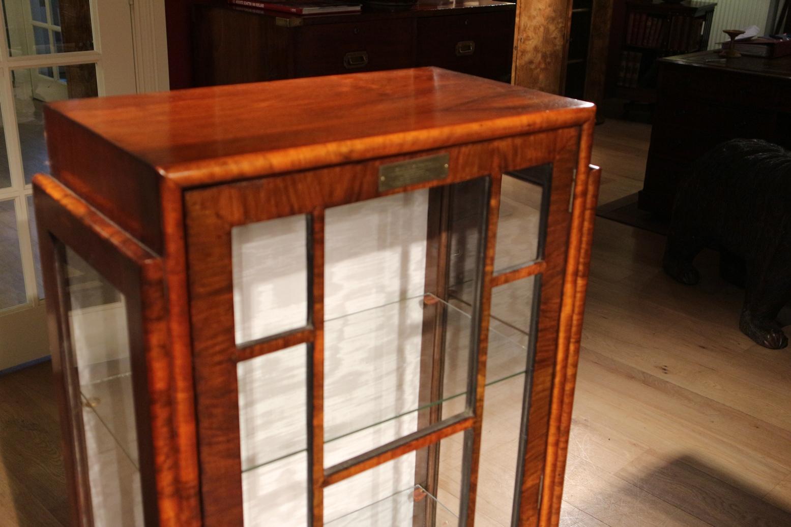 British 20th Century Art Deco Walnut Display Cabinet