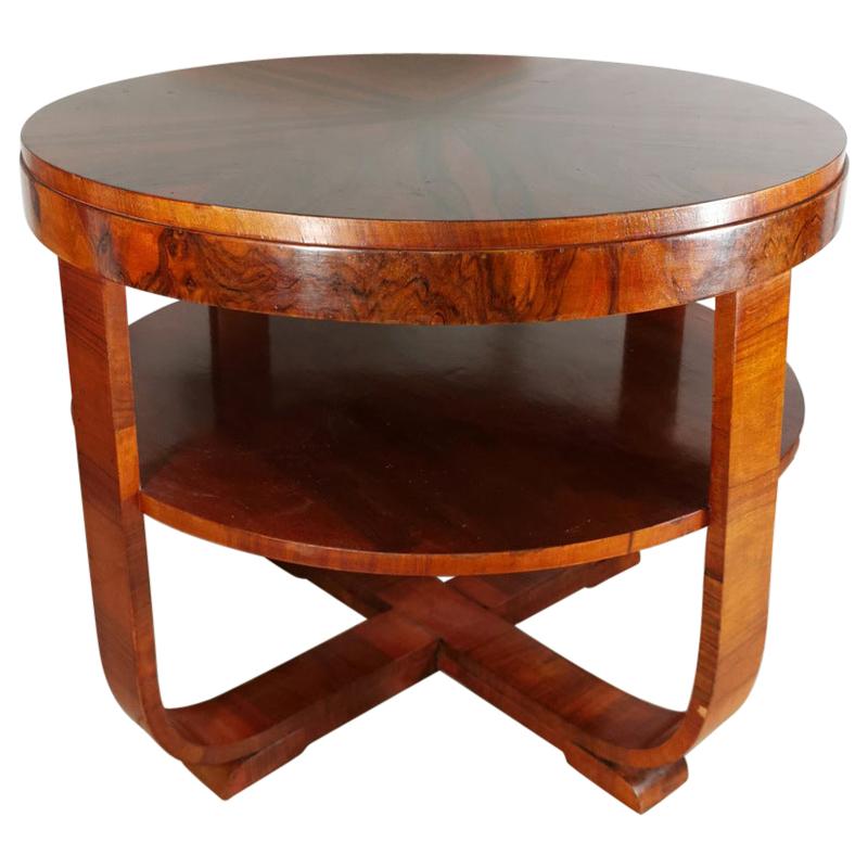 20th Century Art Deco Walnut Round Side Table