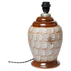 20th century art deco white and brown ceramic table lamp by Louis Dage 1940