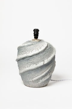 20th century art deco white and grey ceramic table lamp style of Jean Besnard