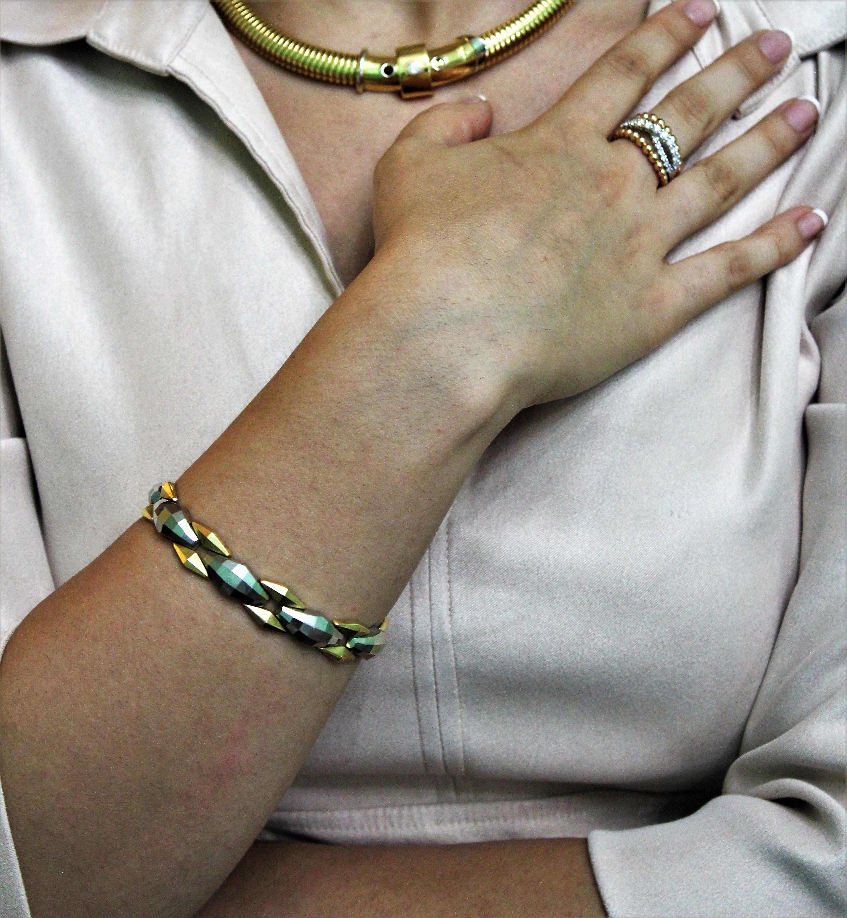 Women's 20th Century Art Deco Yellow and White Gold Bracelet Italy, 1930s For Sale