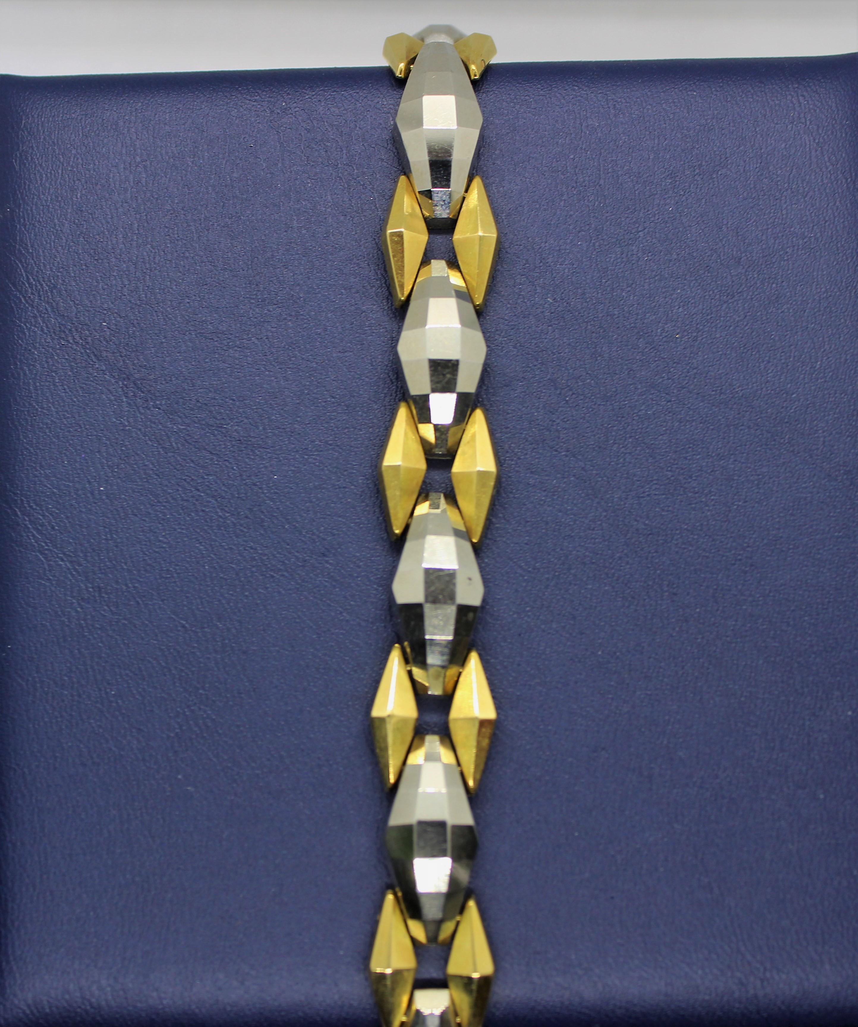 20th Century Art Deco Yellow and White Gold Bracelet Italy, 1930s For Sale 1