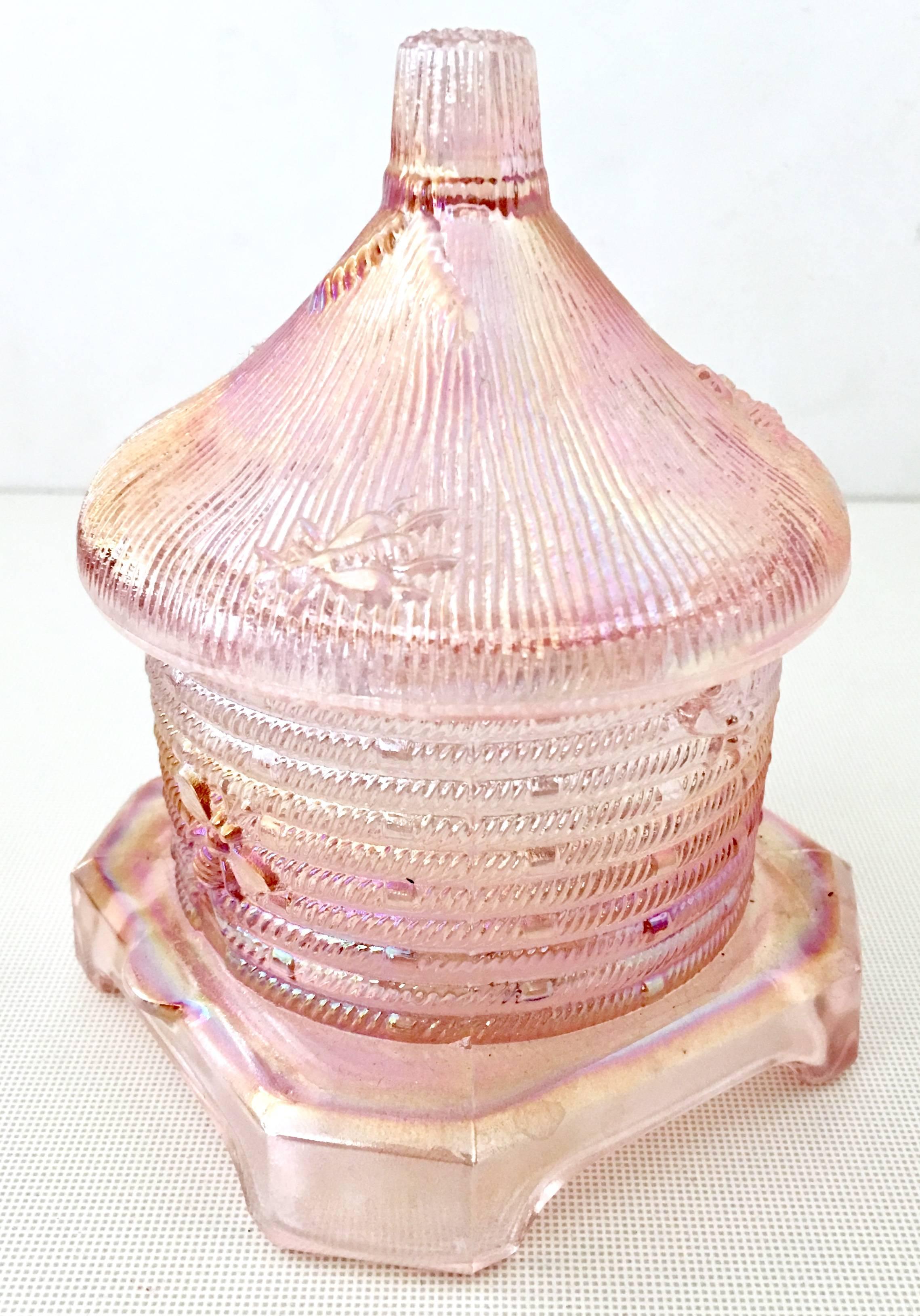20th Century Art Glass Pink Lidded 