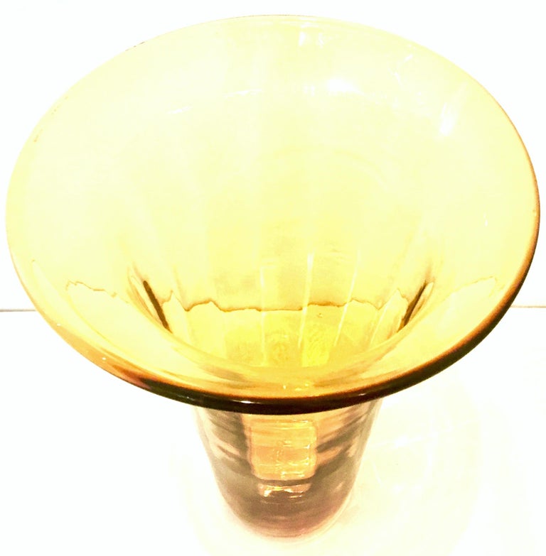 20th Century Tall Amber Optic Art Glass Vase by Blenko For Sale at