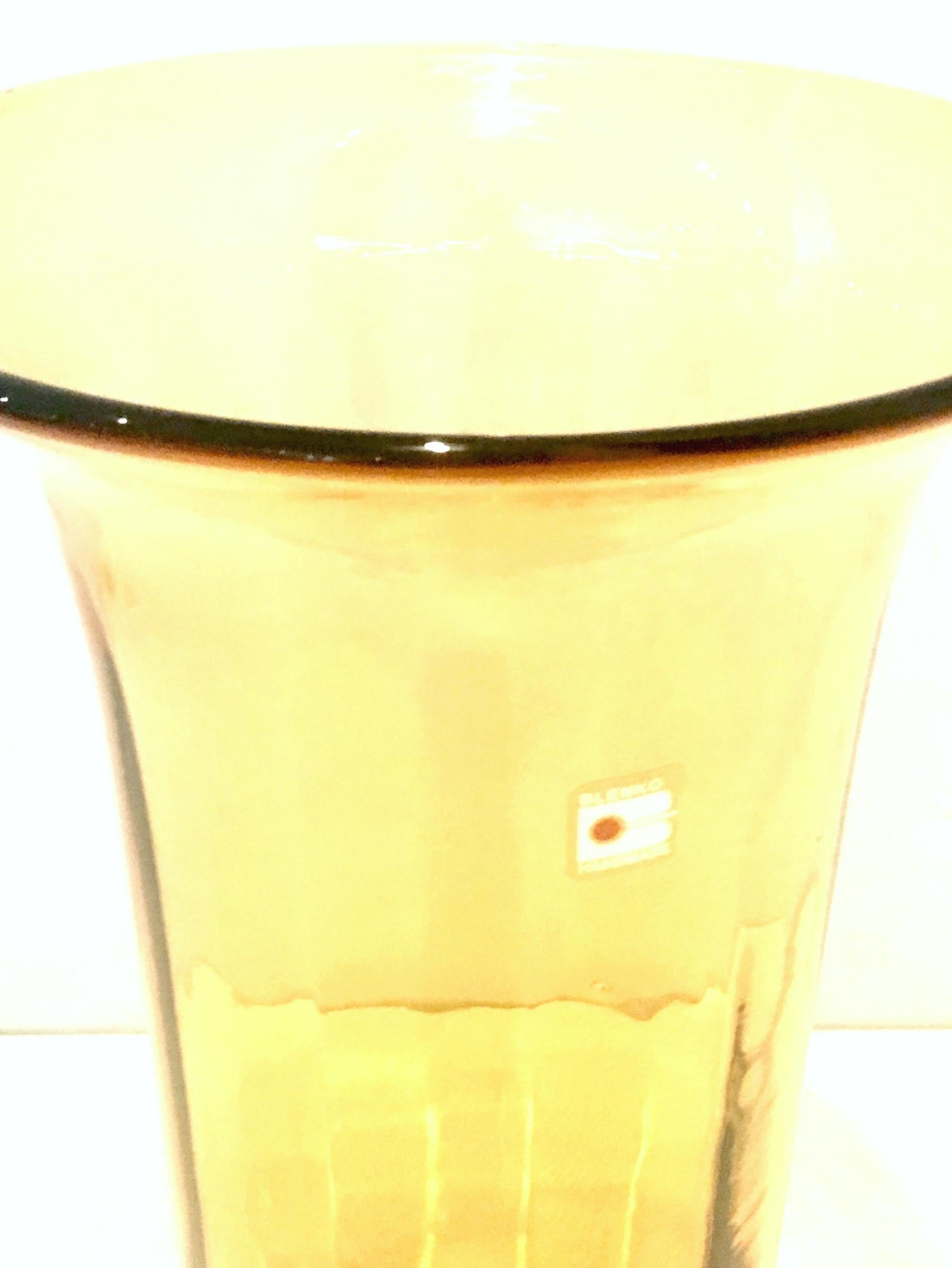 20th Century Tall Amber Optic Art Glass Vase by Blenko In Good Condition For Sale In West Palm Beach, FL
