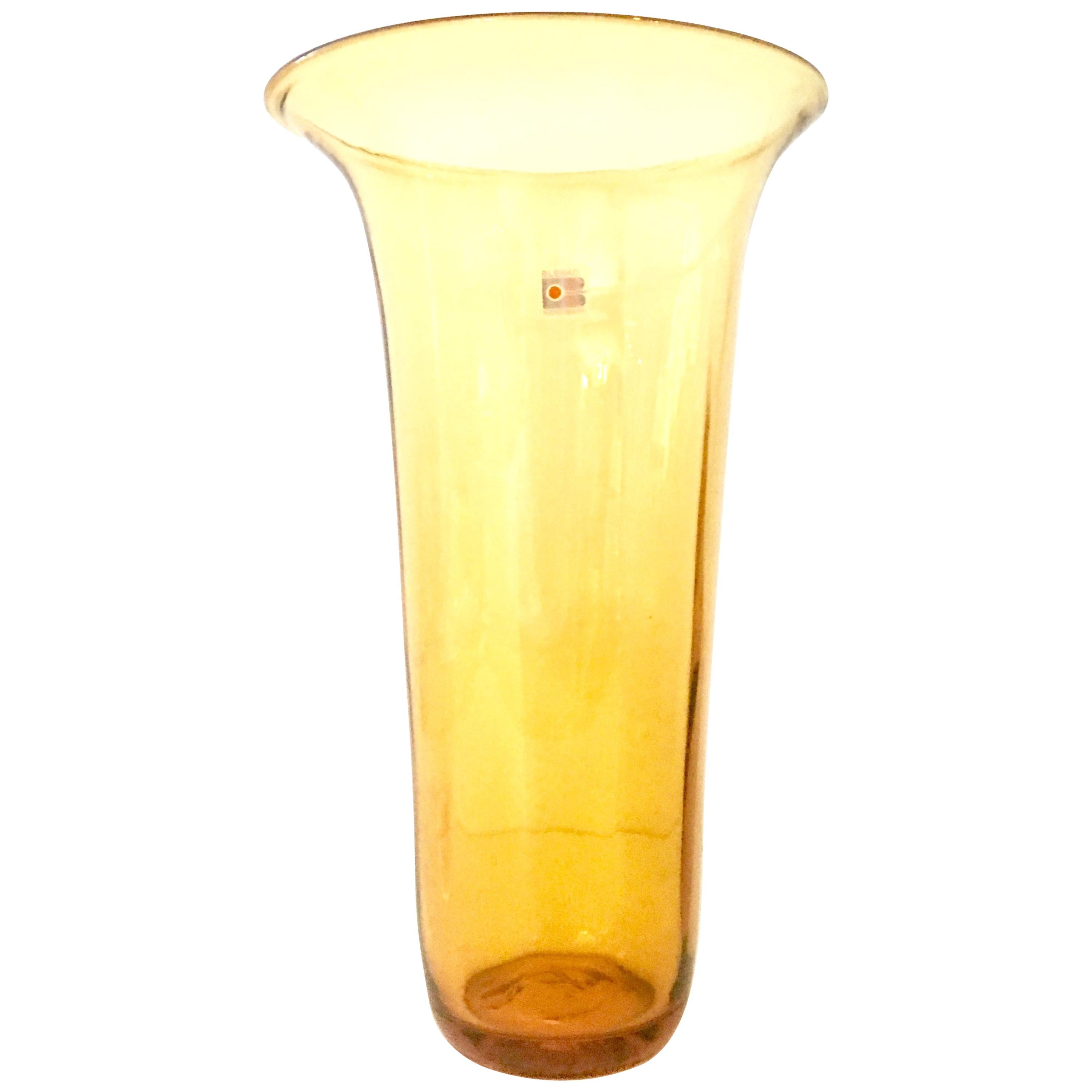 20th Century Tall Amber Optic Art Glass Vase by Blenko For Sale
