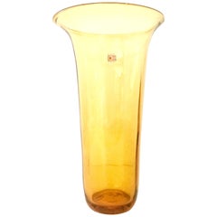 20th Century Tall Amber Optic Art Glass Vase by Blenko