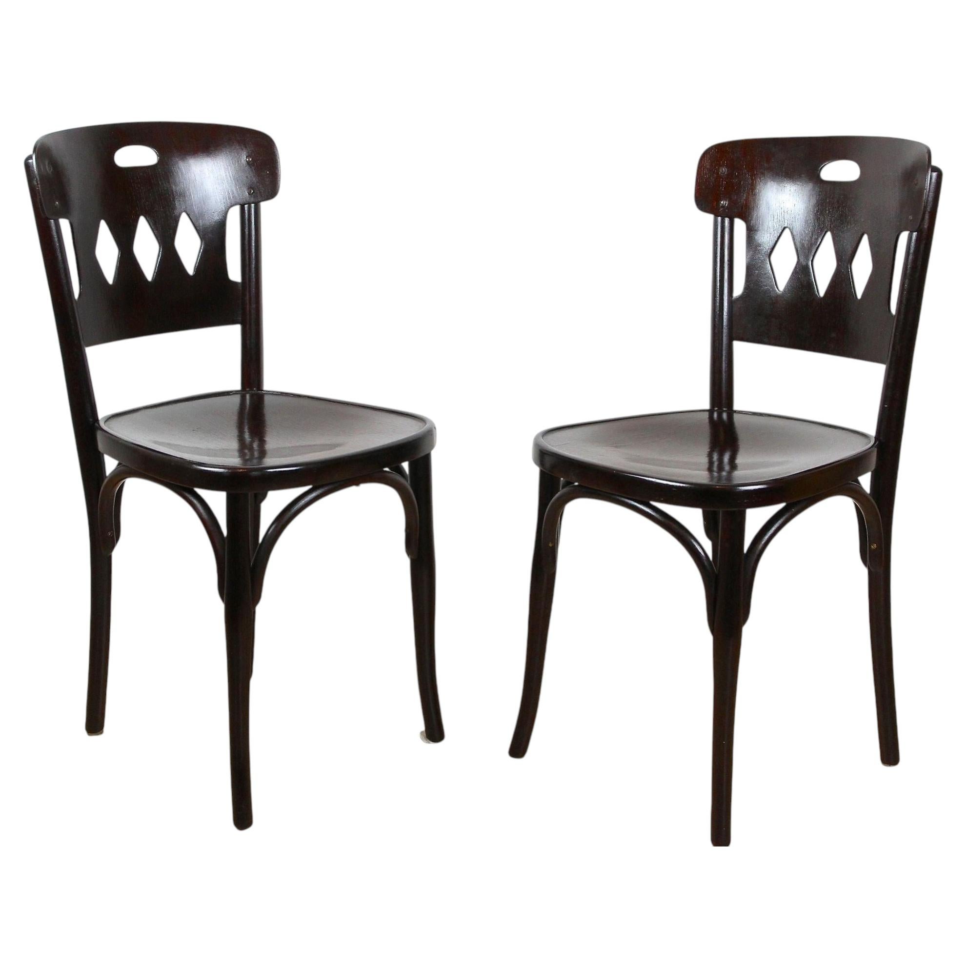 Sillas de madera curvada Art Nouveau del siglo XX de KOHN, Juego de 2, Viena ca. 1910