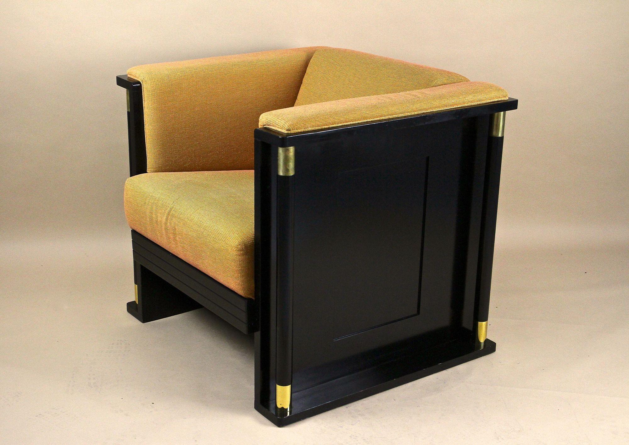 20th Century Art Nouveau Black Armchair, School Of Josef Hoffmann, AT ca. 1910 For Sale 14