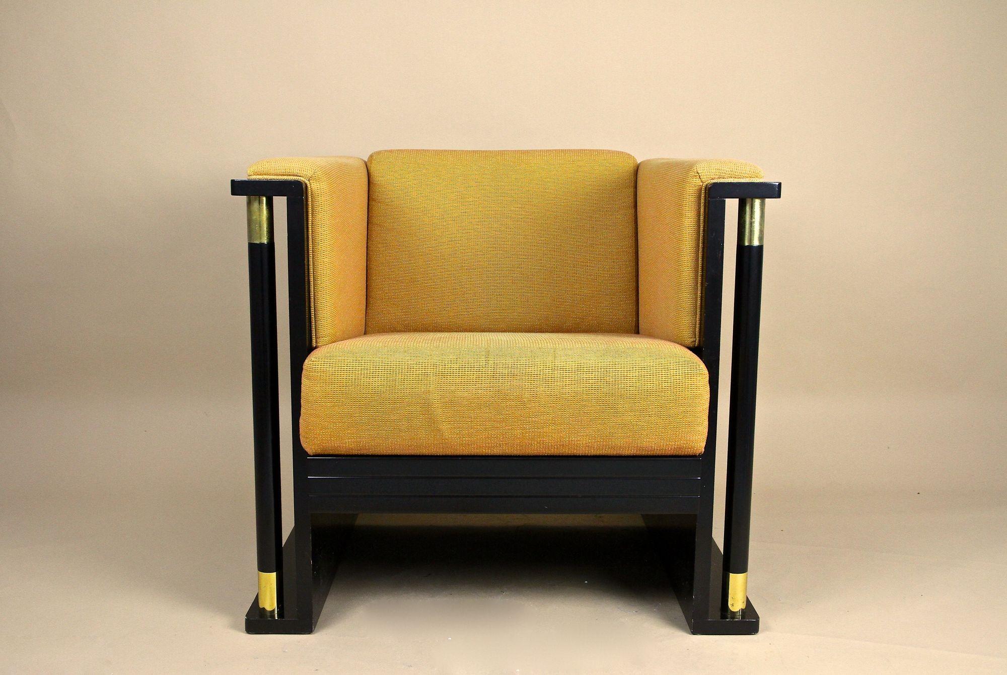 Blackened 20th Century Art Nouveau Black Armchair, School Of Josef Hoffmann, AT ca. 1910 For Sale