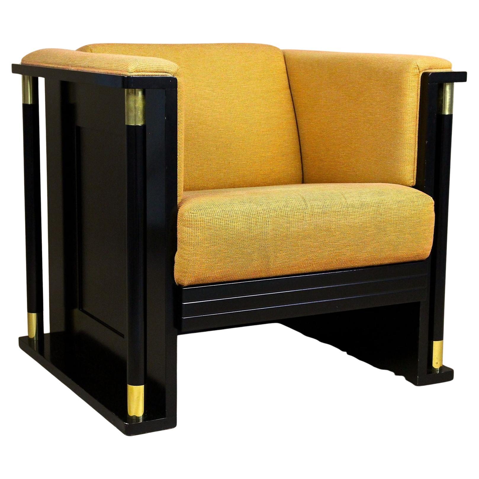 20th Century Art Nouveau Black Armchair, School Of Josef Hoffmann, AT ca. 1910 For Sale