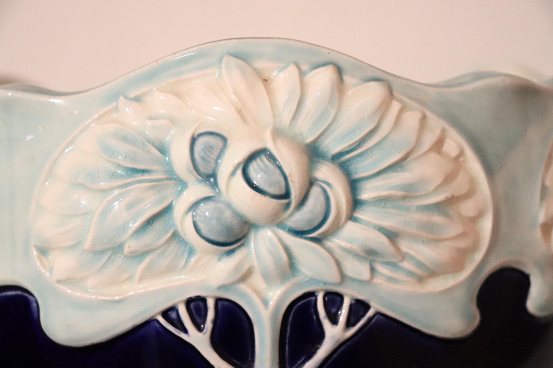 Italian 20th Century Art Nouveau Blue Ceramic Vase, 1920s