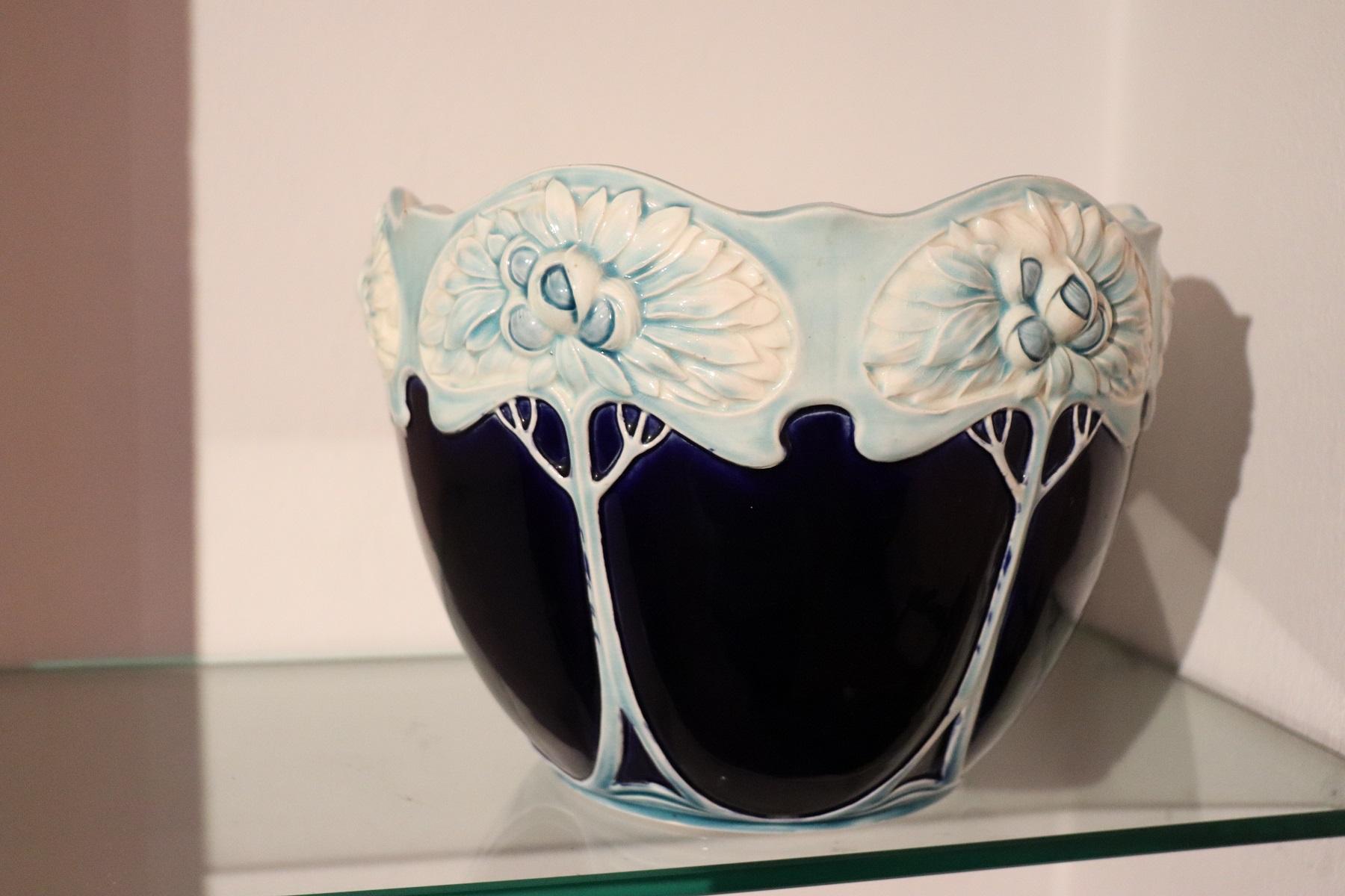 Early 20th Century 20th Century Art Nouveau Blue Ceramic Vase, 1920s