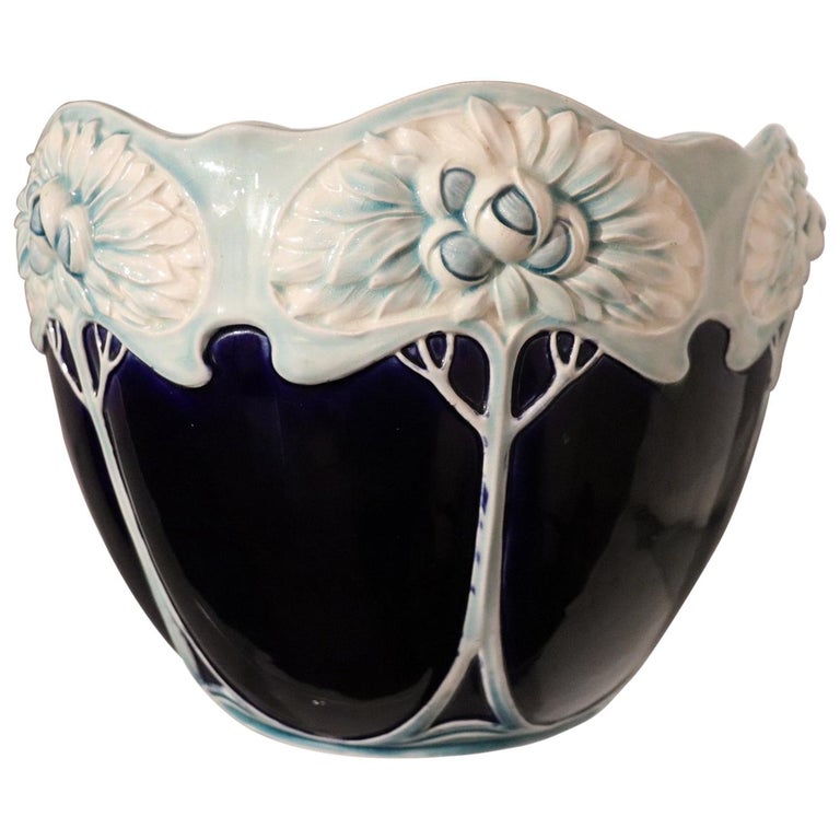 20th Century Art Nouveau Blue Ceramic Vase, 1920s