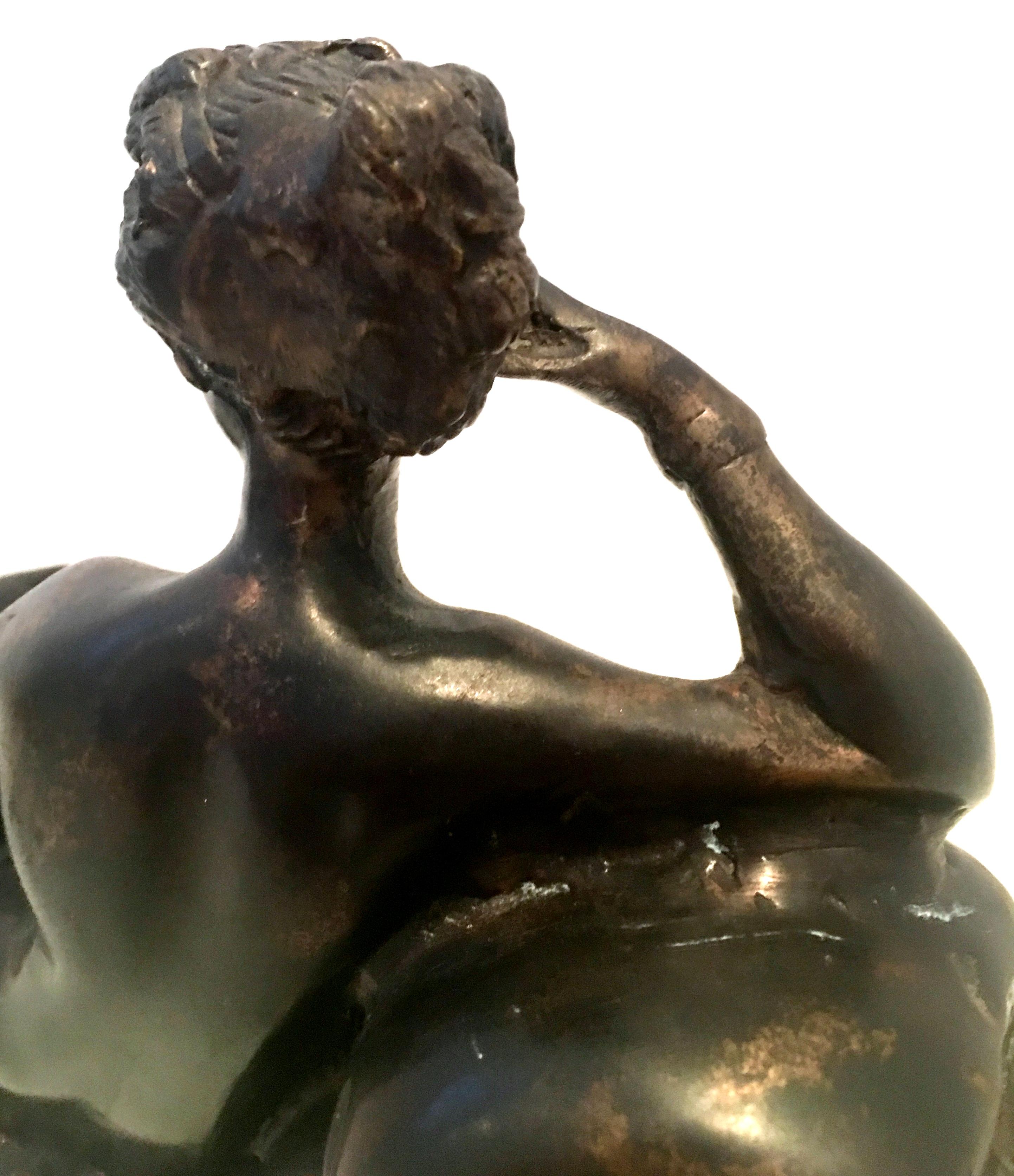 20th Century Art Nouveau Bronze Nude Female Lounging Sculpture For Sale 6