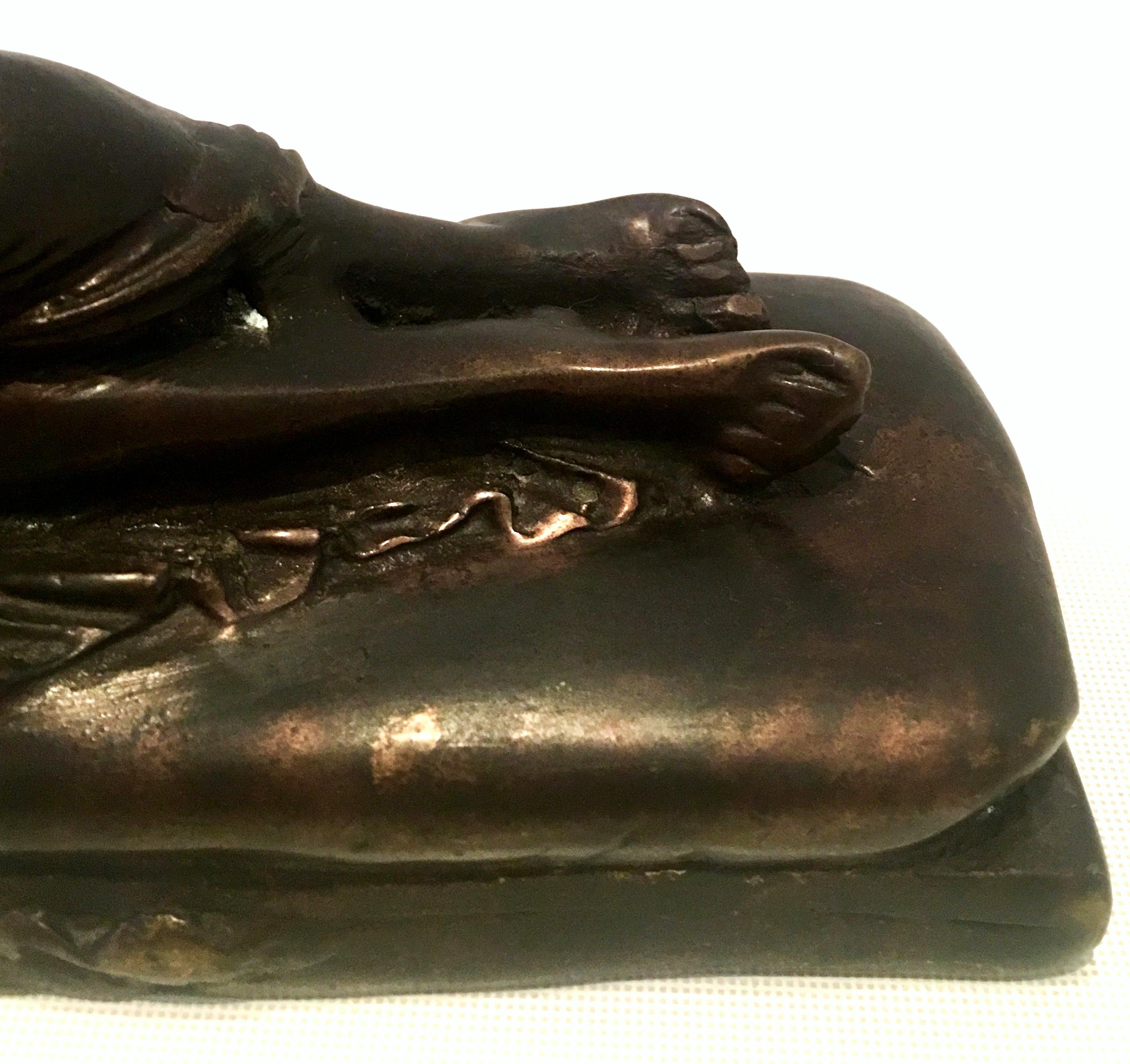 20th Century Art Nouveau Bronze Nude Female Lounging Sculpture For Sale 8