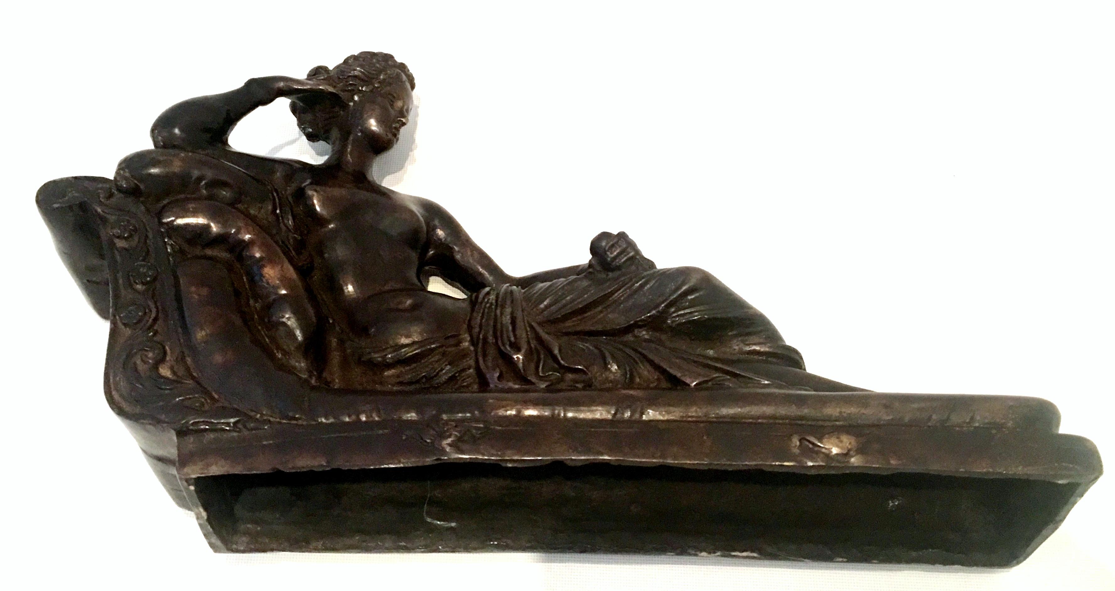 20th Century Art Nouveau Bronze Nude Female Lounging Sculpture For Sale 10