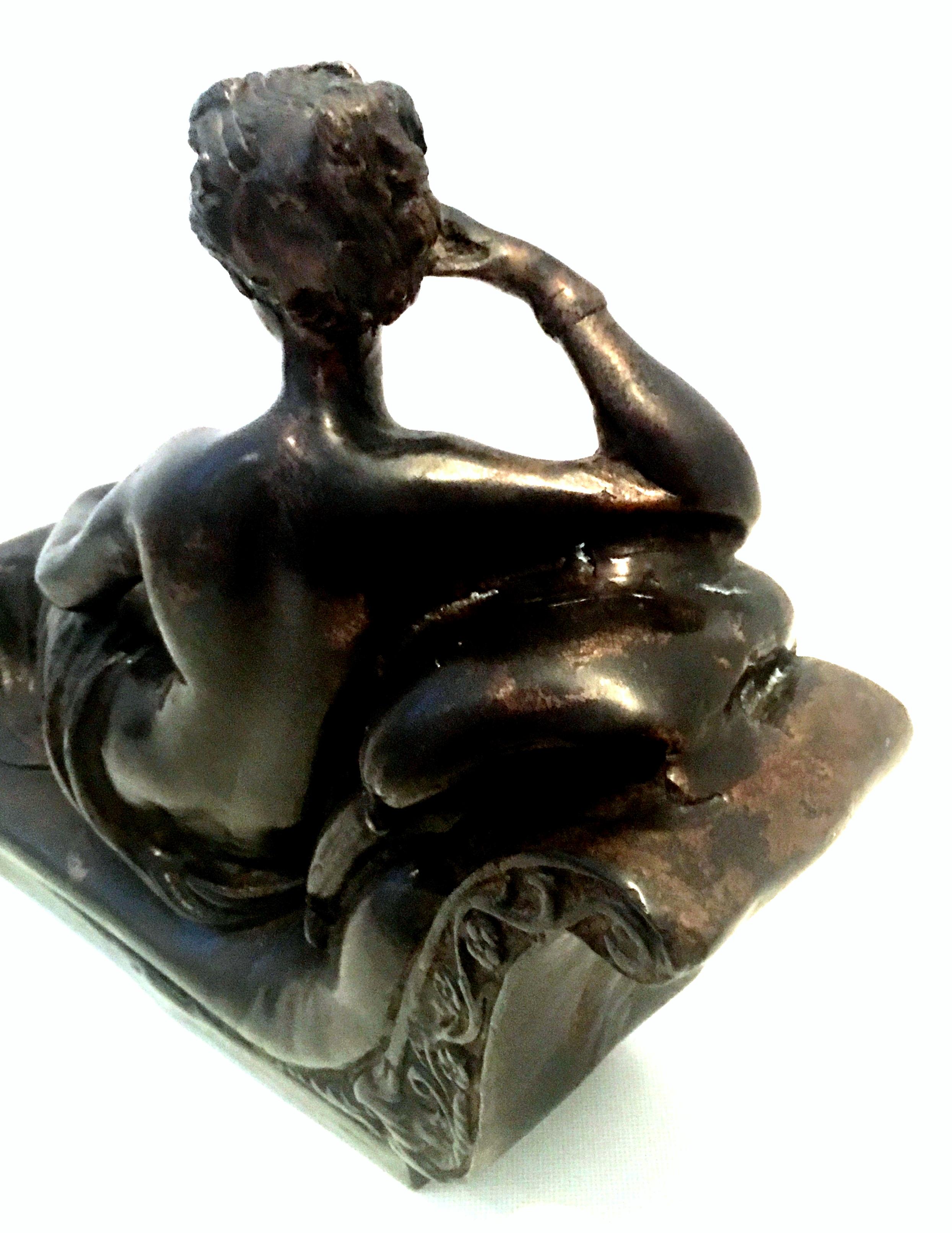 20th Century Art Nouveau Bronze Nude Female Lounging Sculpture For Sale 1