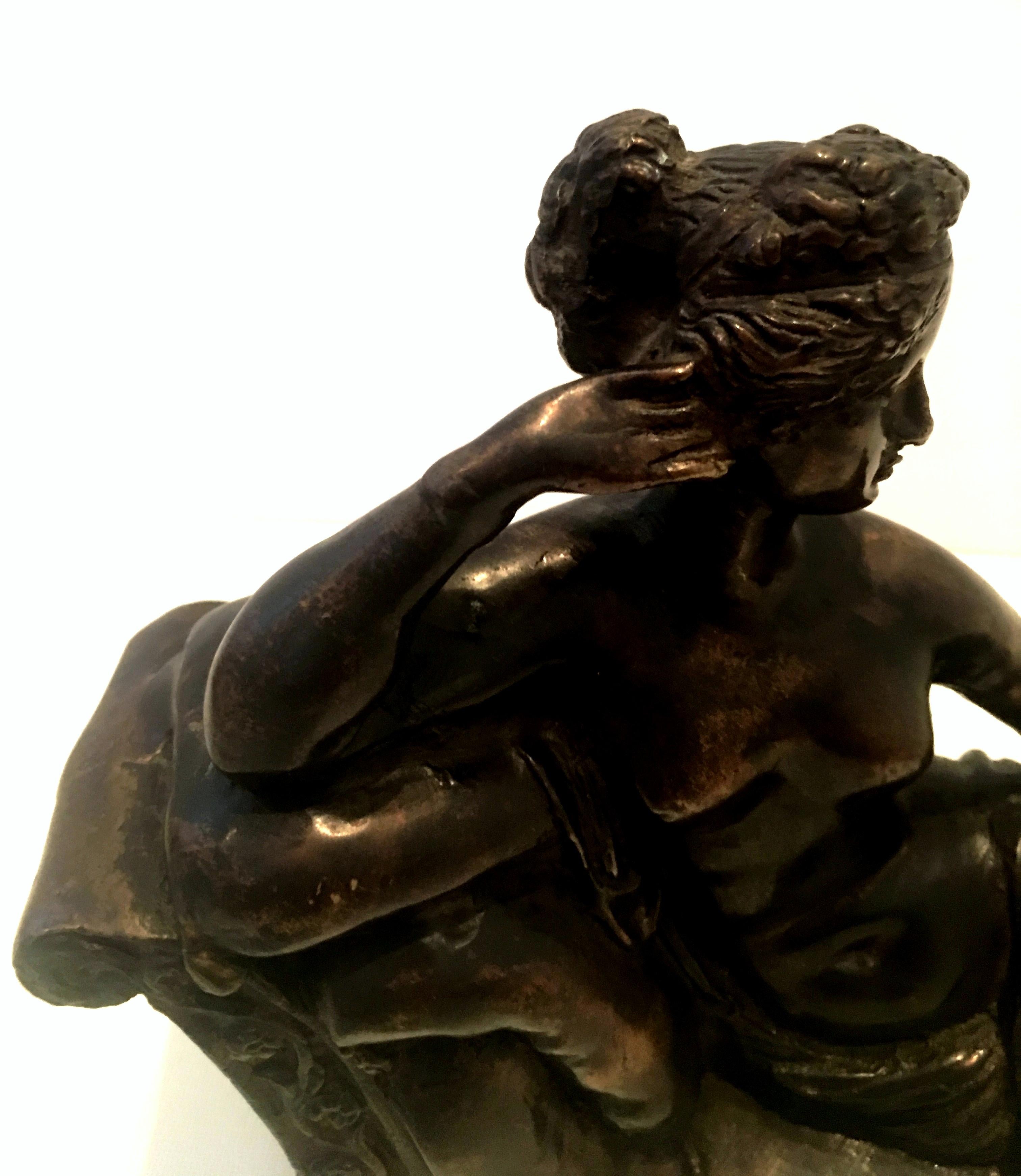 20th Century Art Nouveau Bronze Nude Female Lounging Sculpture For Sale 2