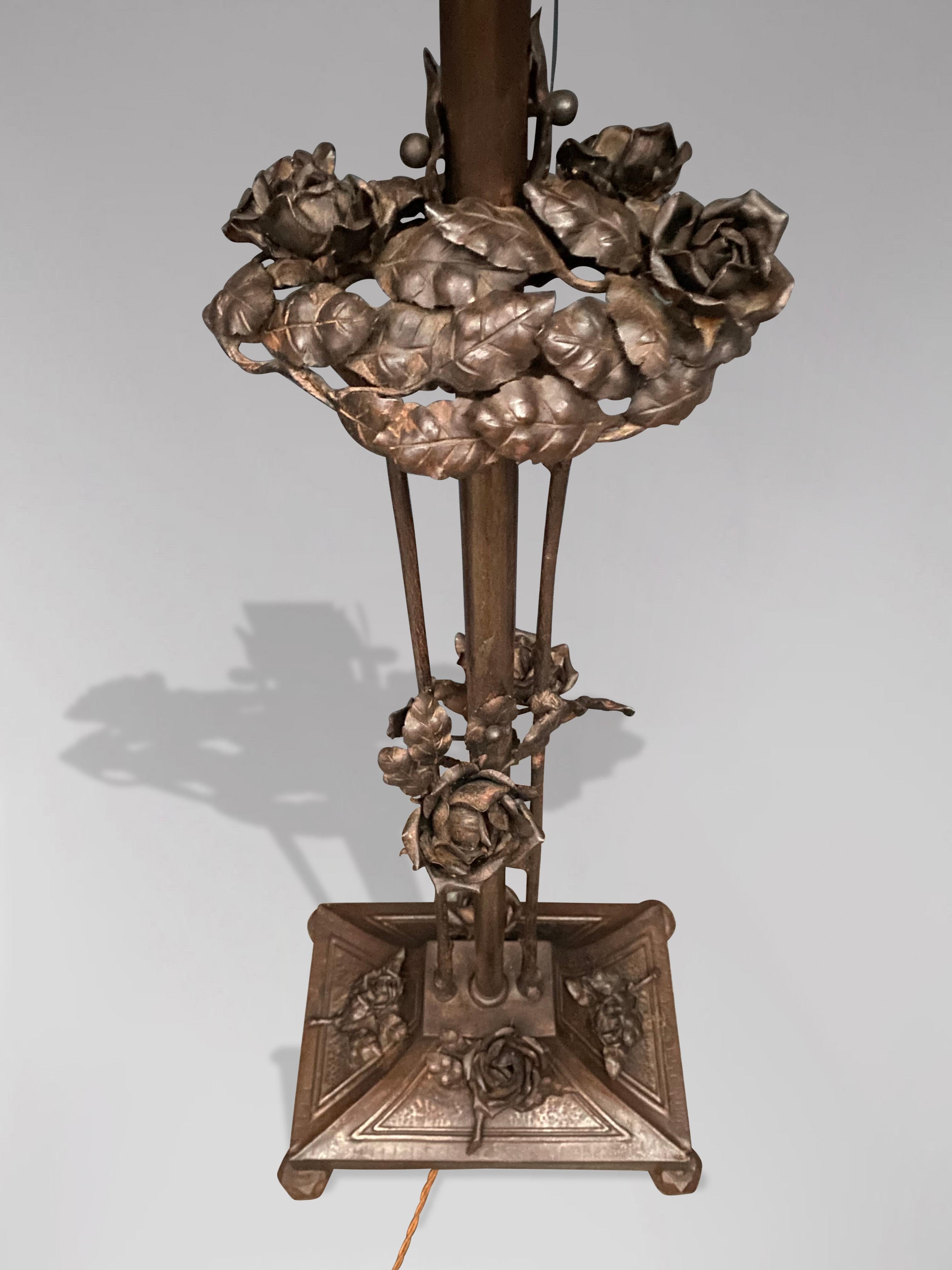 20th Century Art Nouveau Cast Bronze Rose Tree Floor Lamp For Sale at ...