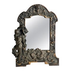 20th Century Art Nouveau Cast Iron Figural Wall Mirror