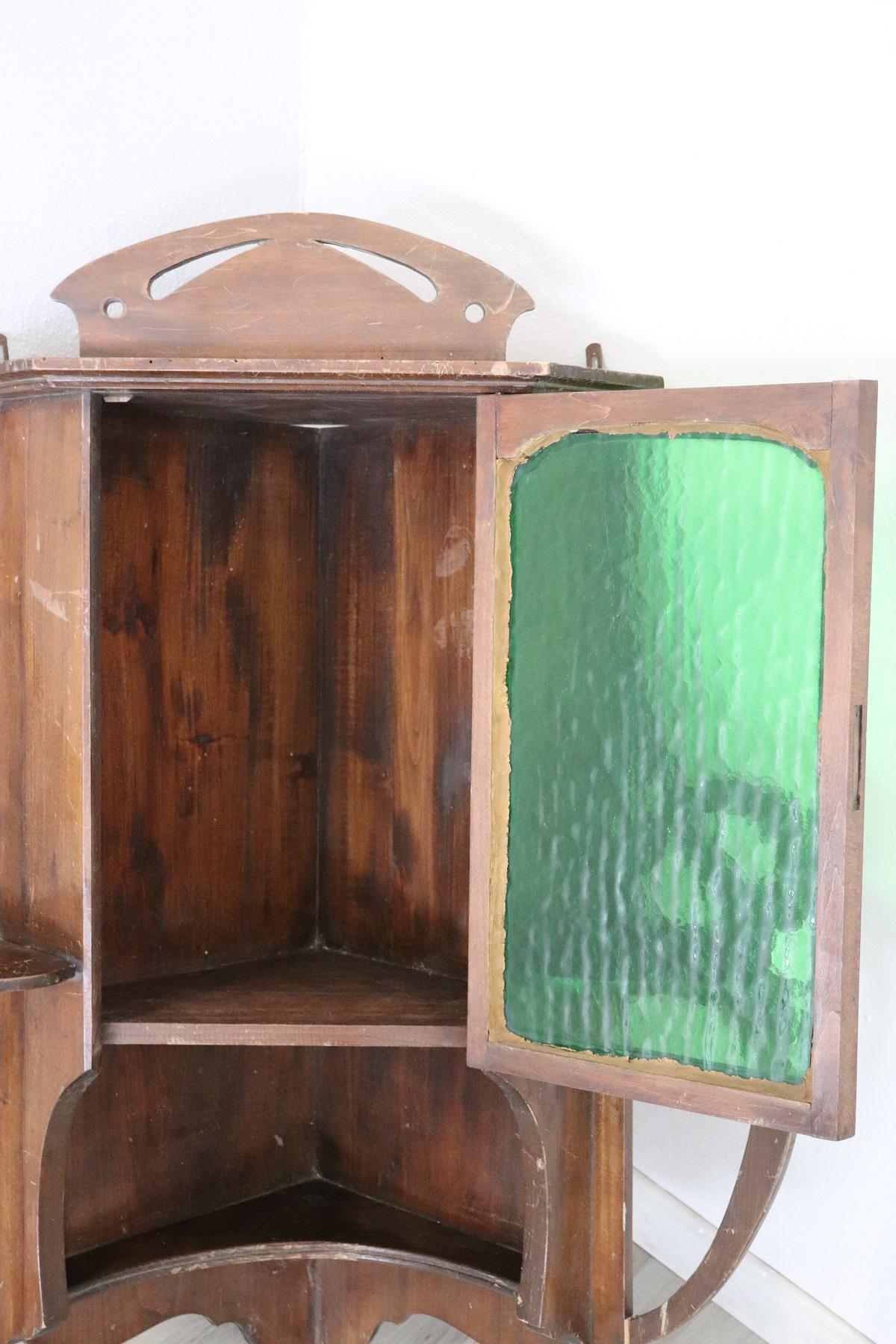 Early 20th Century 20th Century Art Nouveau Corner Cupboard or Corner Cabinet in Poplar Wood