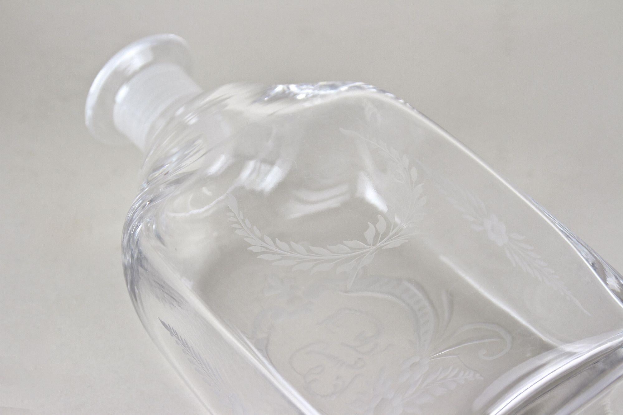 Decanter Art Nouveau del XX secolo / Bottiglia di vetro per liquori, inciso, AT 1915 ca. in vendita 5