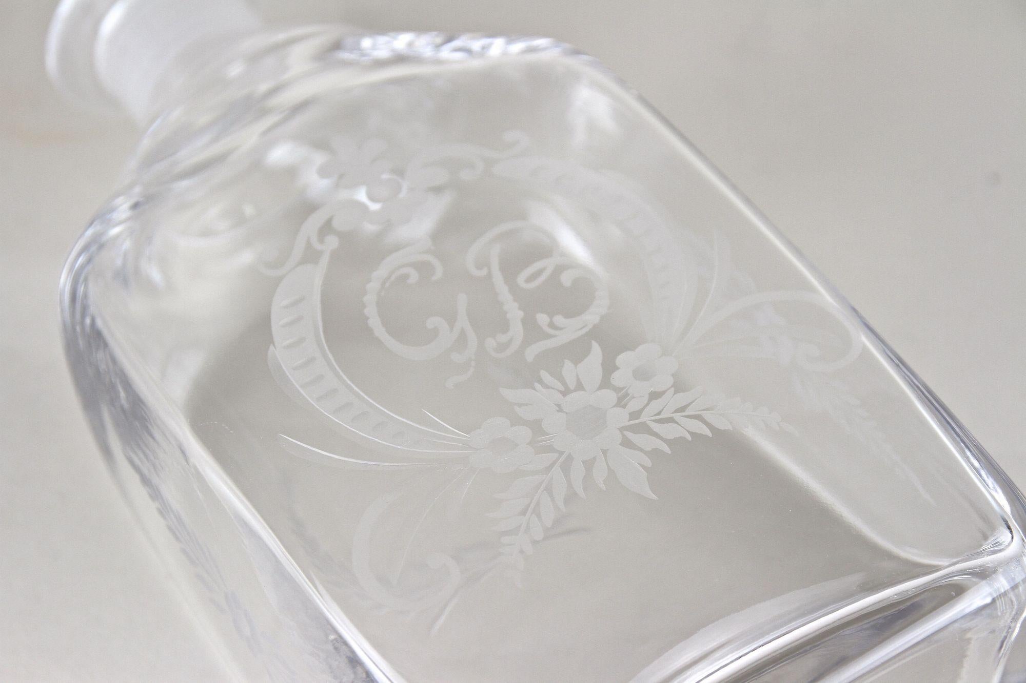 Decanter Art Nouveau del XX secolo / Bottiglia di vetro per liquori, inciso, AT 1915 ca. in vendita 6