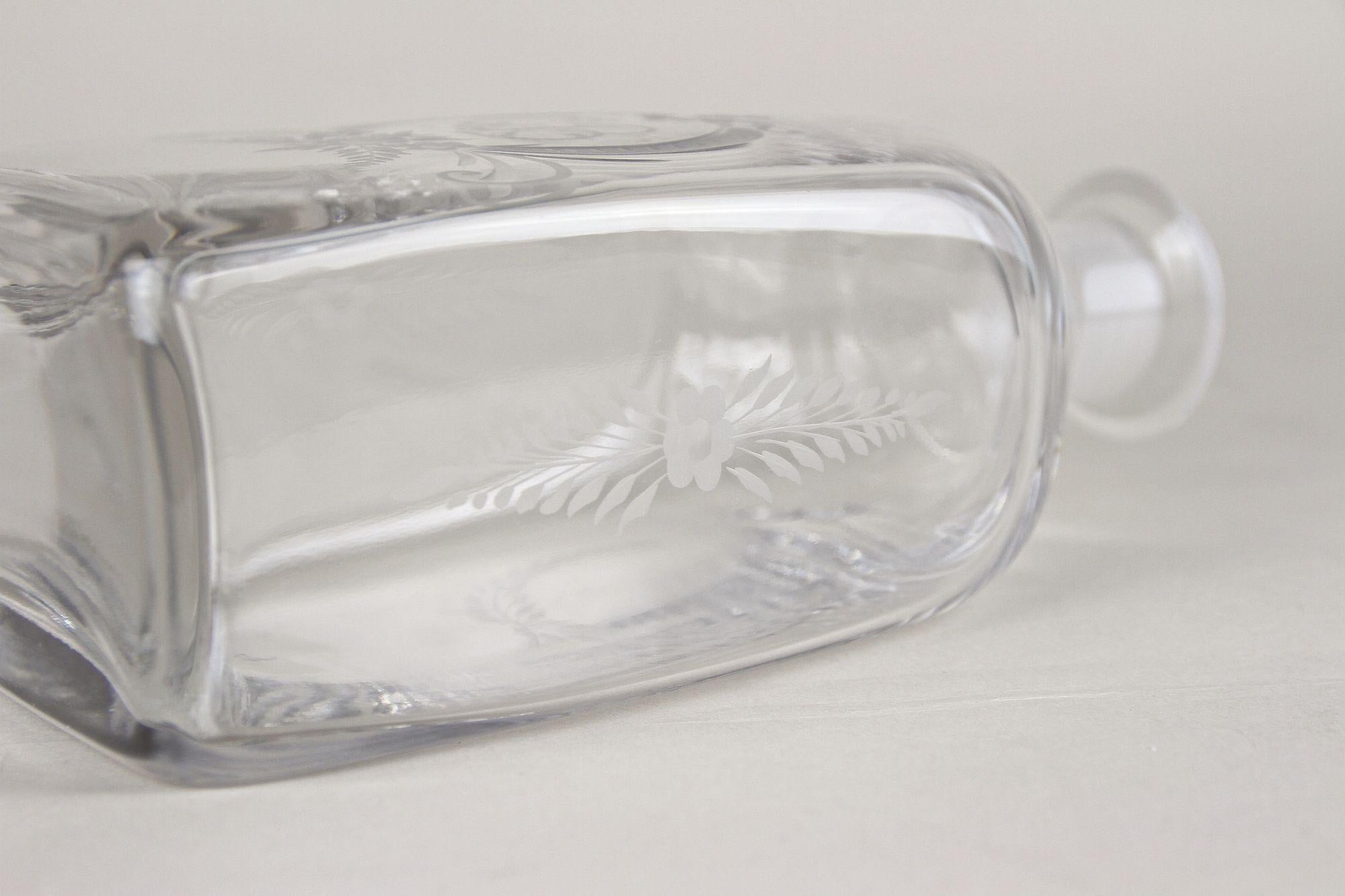 Decanter Art Nouveau del XX secolo / Bottiglia di vetro per liquori, inciso, AT 1915 ca. in vendita 7