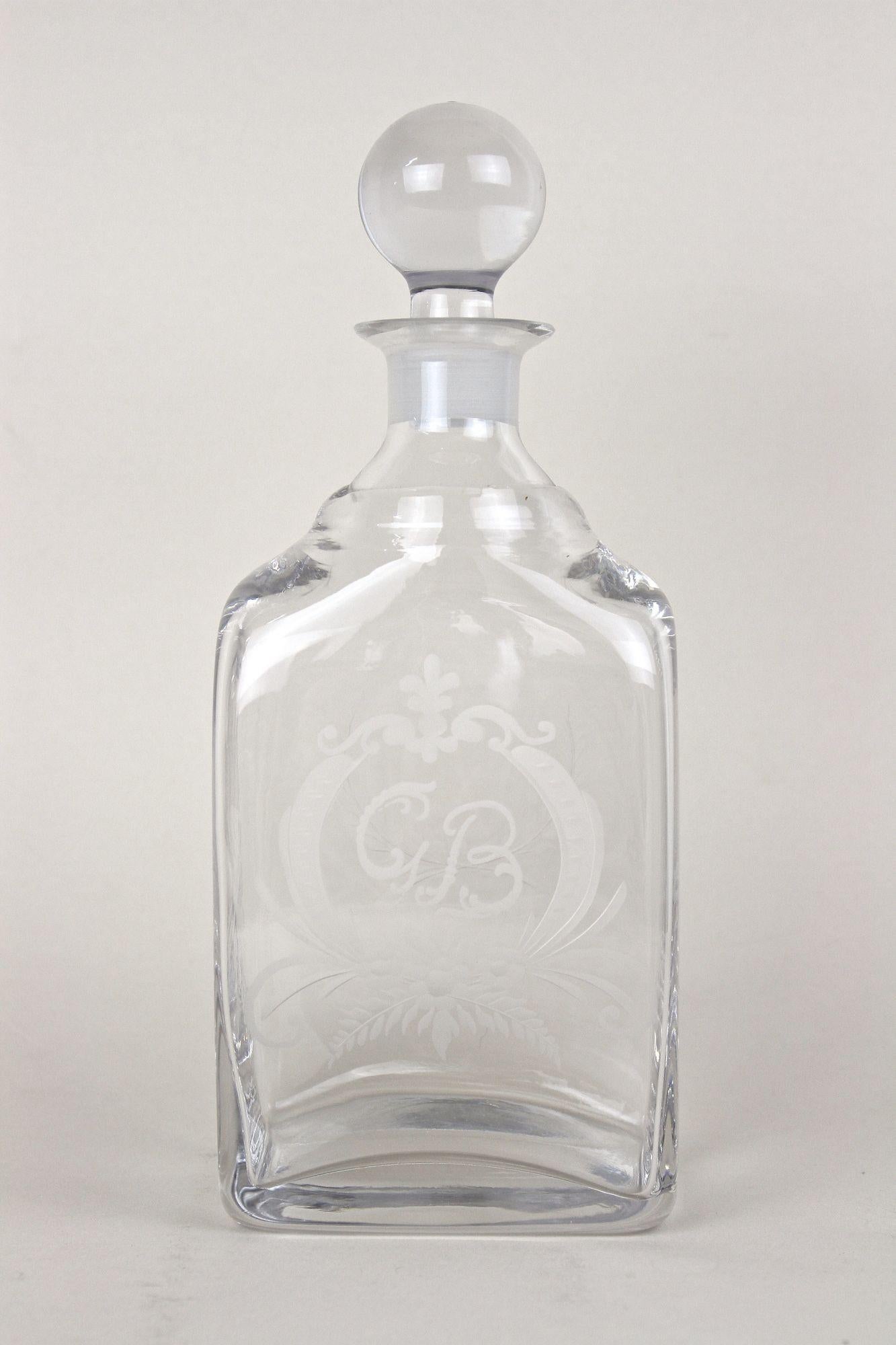 Decanter Art Nouveau del XX secolo / Bottiglia di vetro per liquori, inciso, AT 1915 ca. in vendita 9