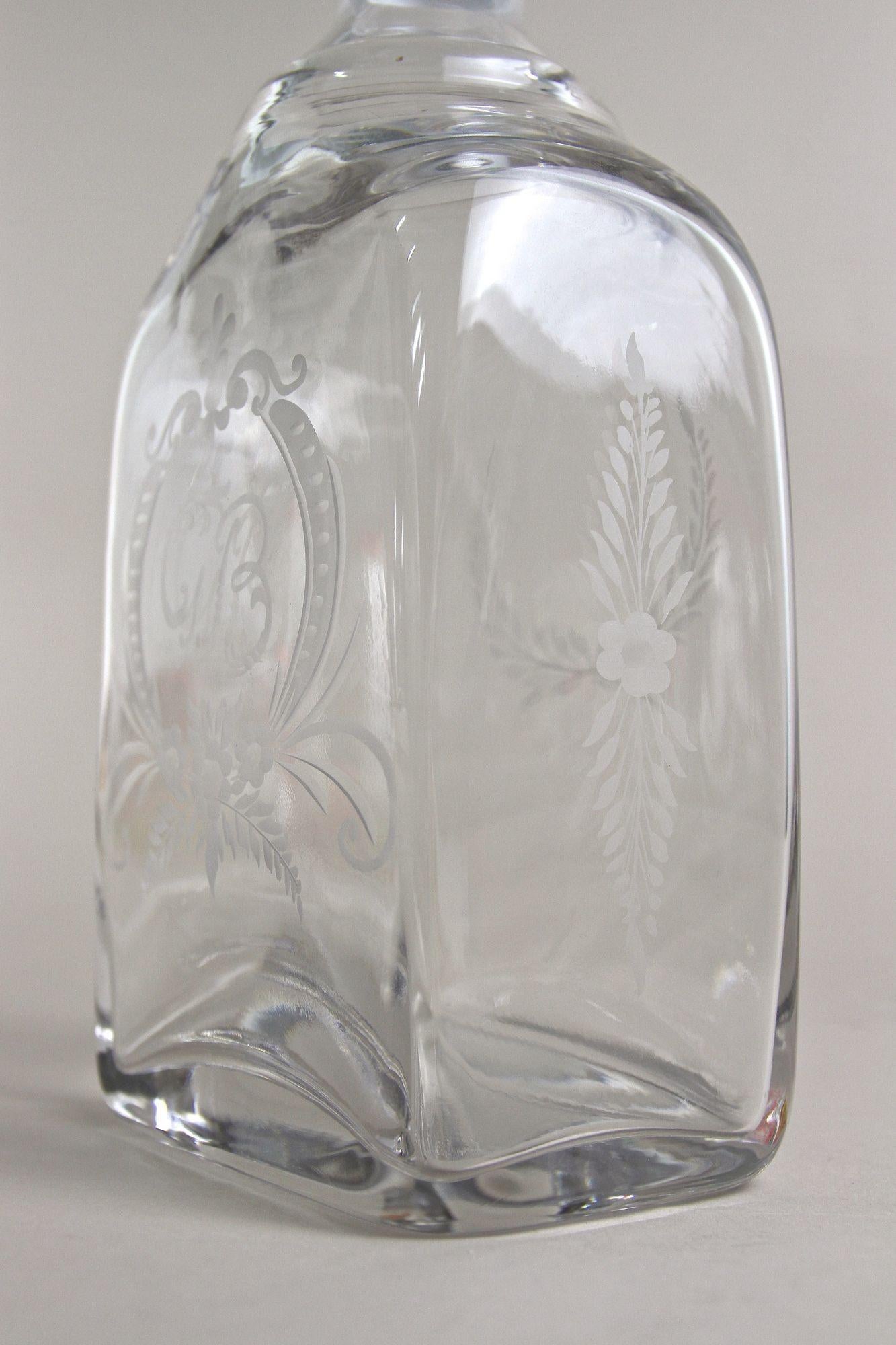 Decanter Art Nouveau del XX secolo / Bottiglia di vetro per liquori, inciso, AT 1915 ca. in vendita 10