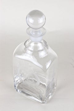 20th Century Art Nouveau Decanter/ Liquor Glass Bottle, Engraved, AT ca. 1915