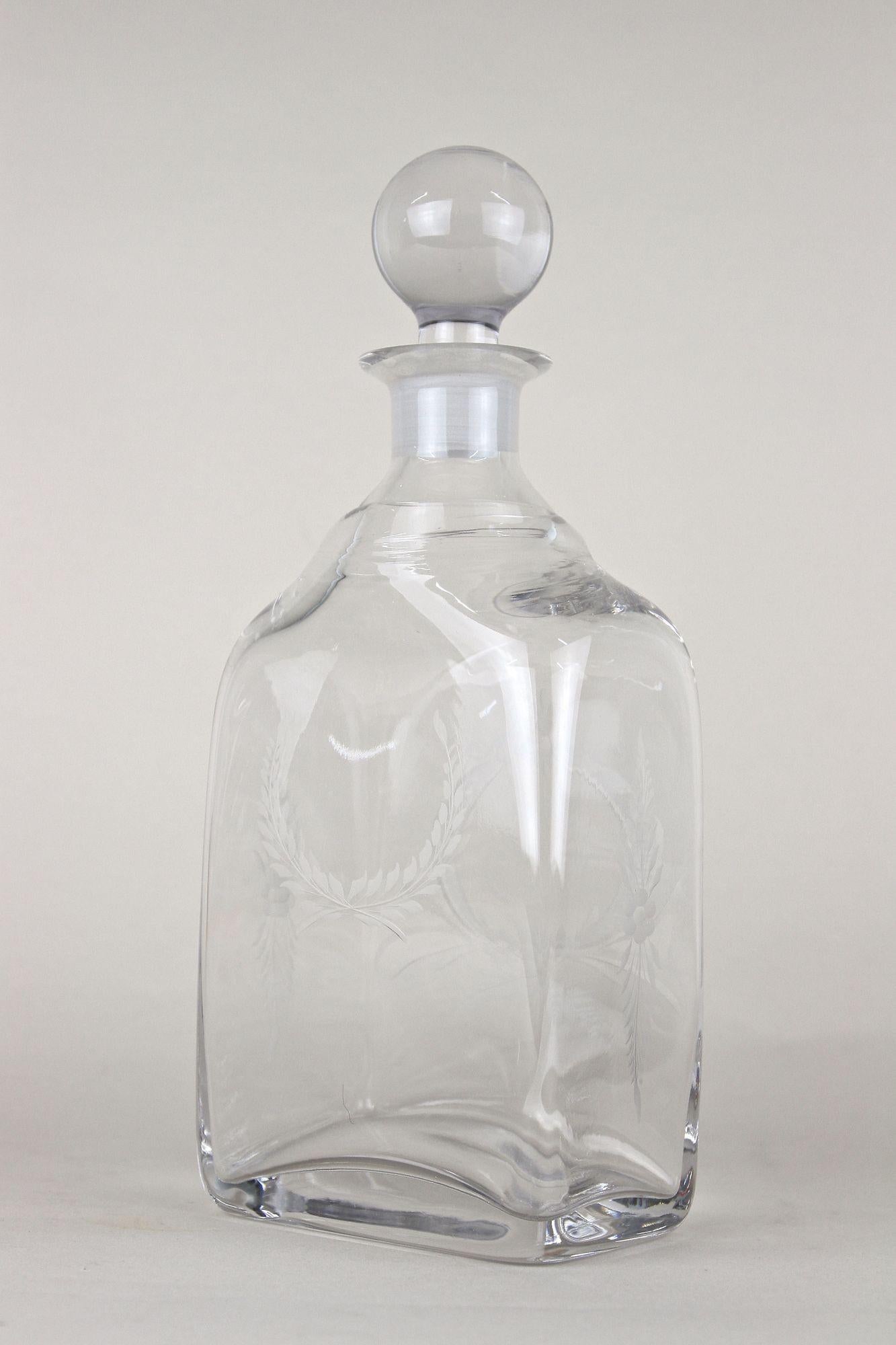 Decanter Art Nouveau del XX secolo / Bottiglia di vetro per liquori, inciso, AT 1915 ca. in vendita 1
