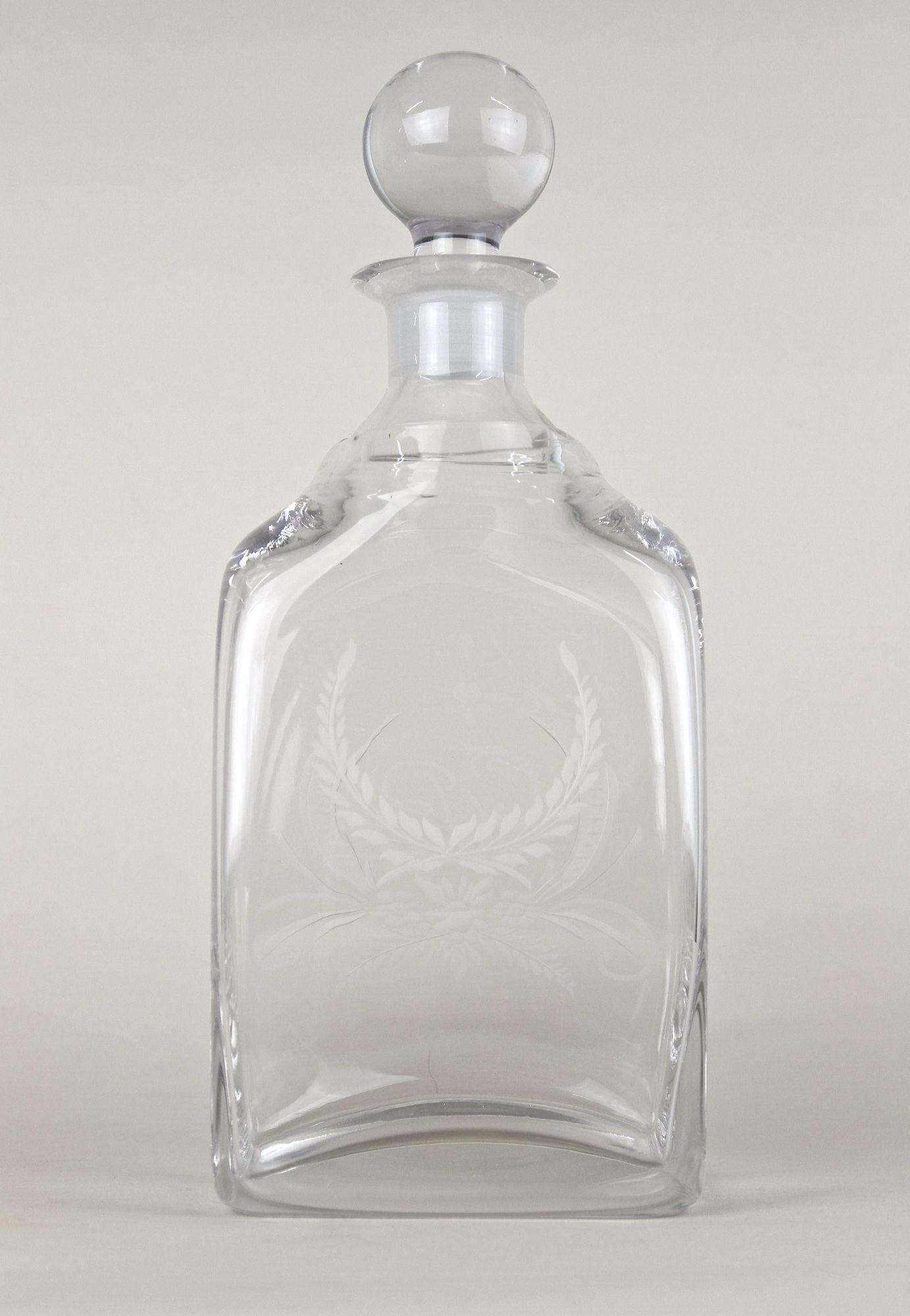 Decanter Art Nouveau del XX secolo / Bottiglia di vetro per liquori, inciso, AT 1915 ca. in vendita 2