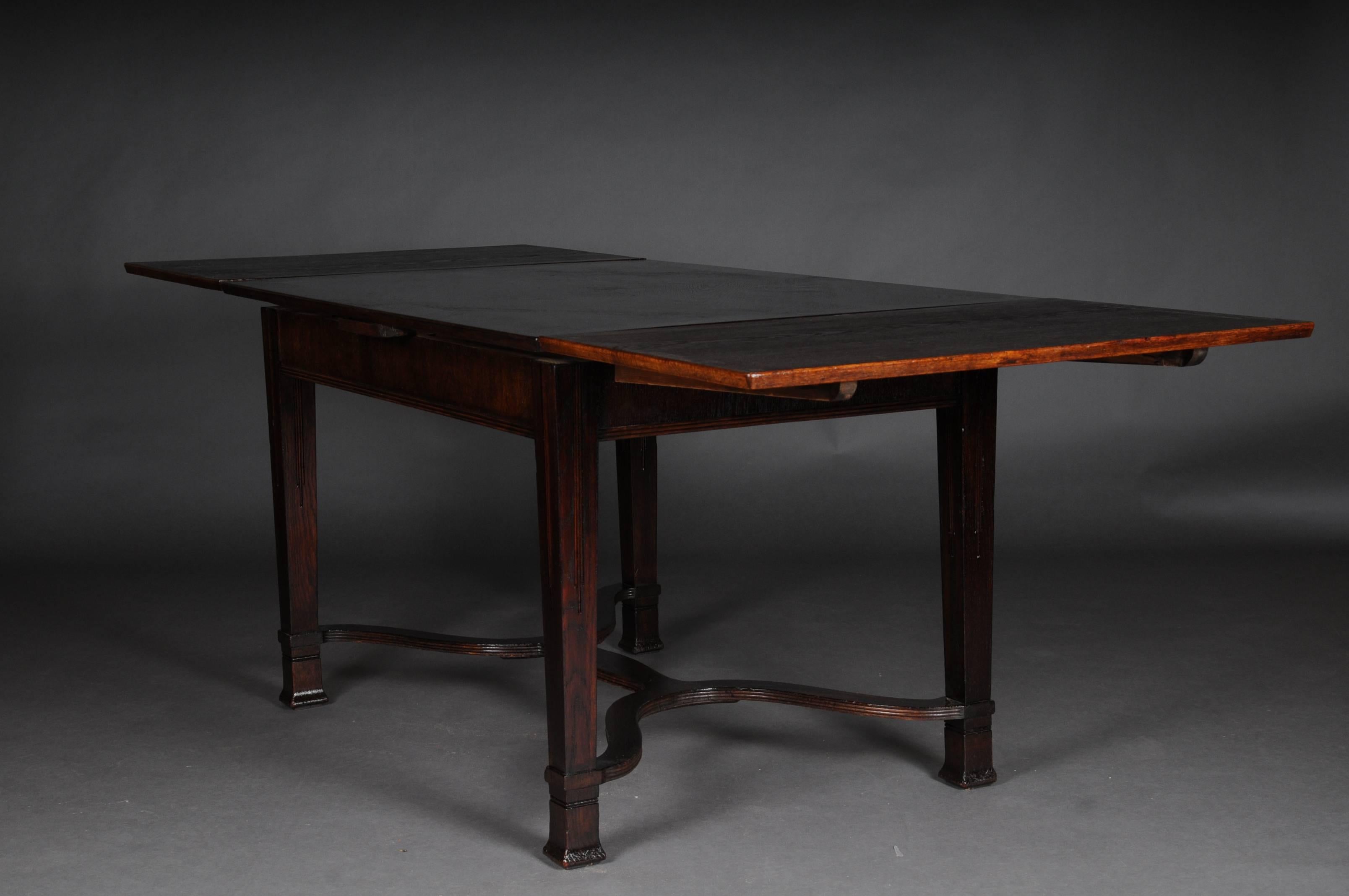 20th Century Art Nouveau Dining Table, Extendable Oak 4