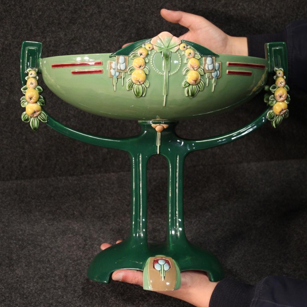 Vase autrichien en céramique majolique Eichwald Art Nouveau du 20e siècle, 1920 4