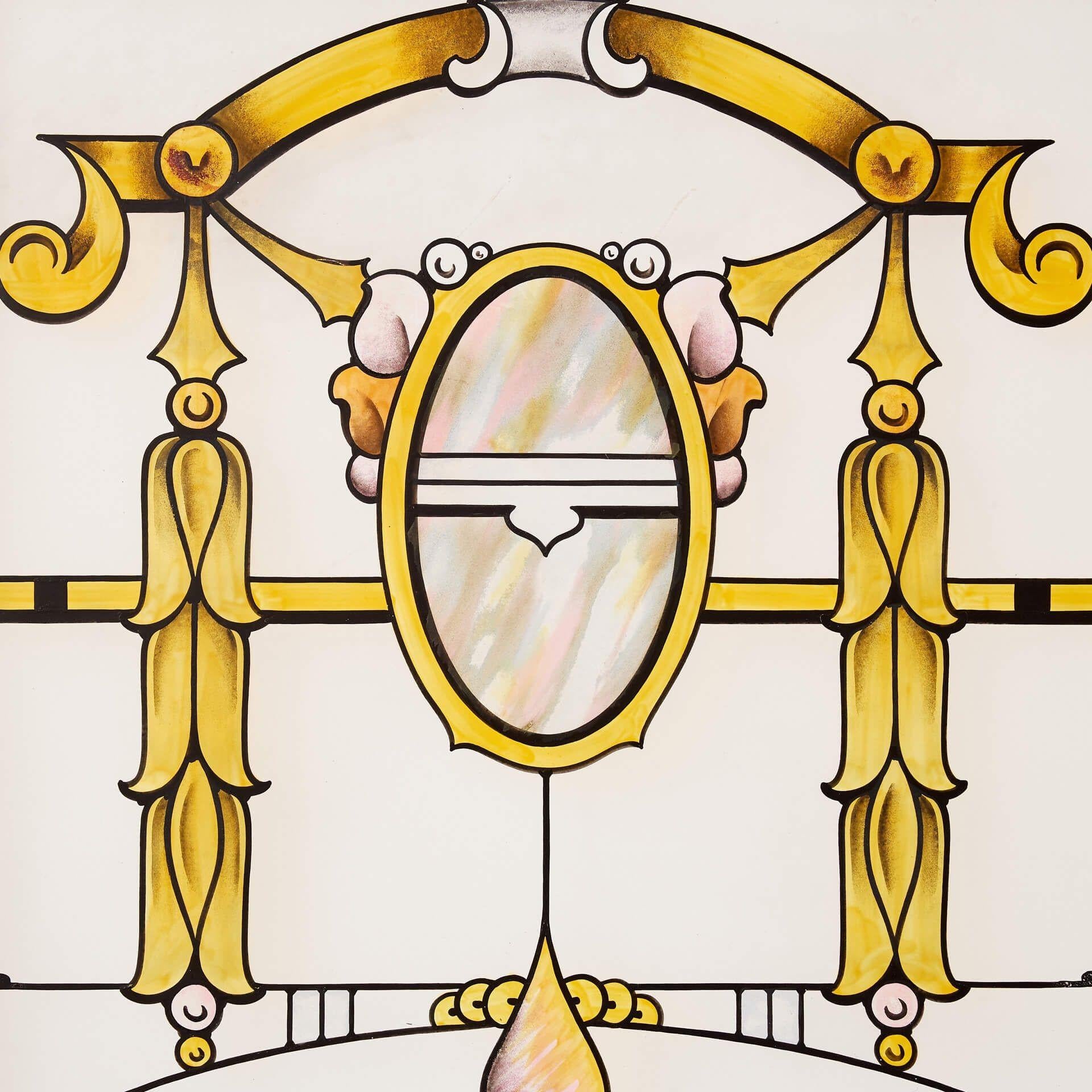 Ventana de vidrio grabado Art Nouveau del siglo XX Inglés en venta