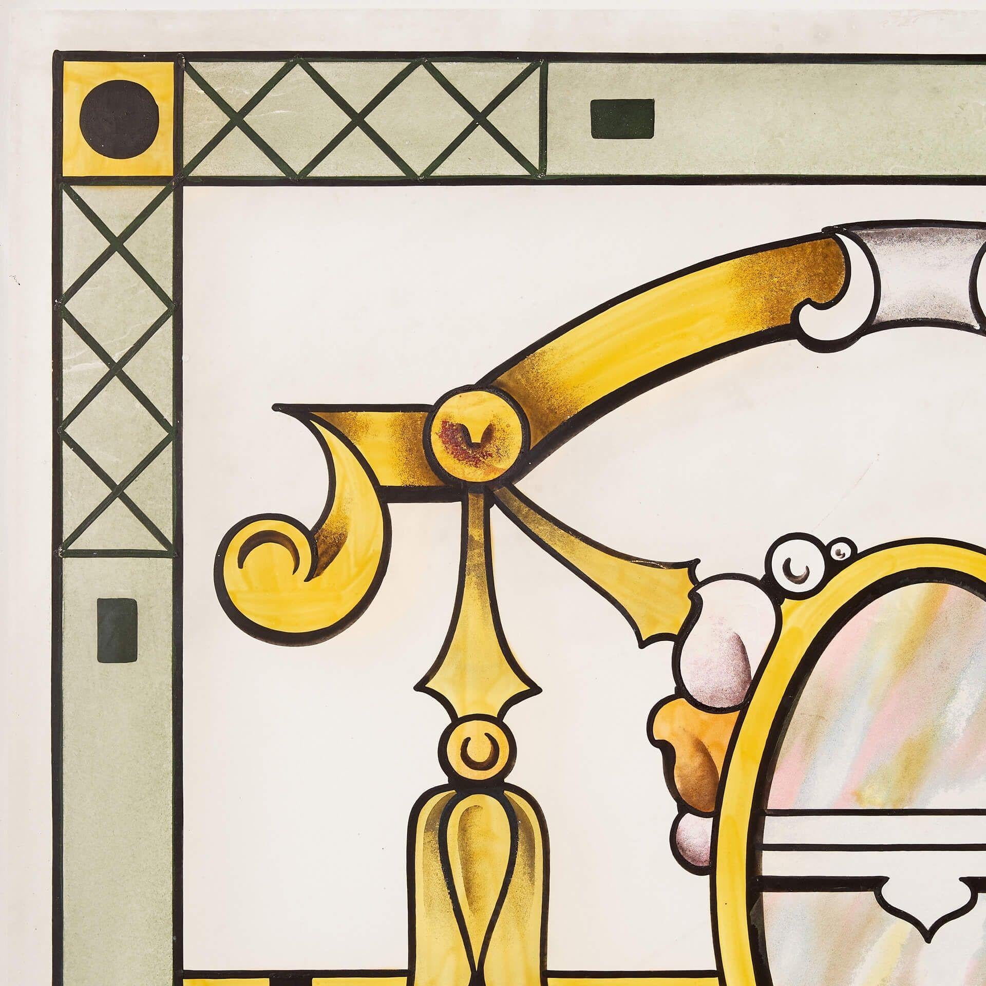 Ventana de vidrio grabado Art Nouveau del siglo XX Grabado en venta