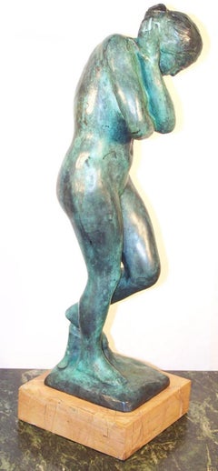 20th Century Art Nouveau Green Patinated Bronze Eve Sculpture