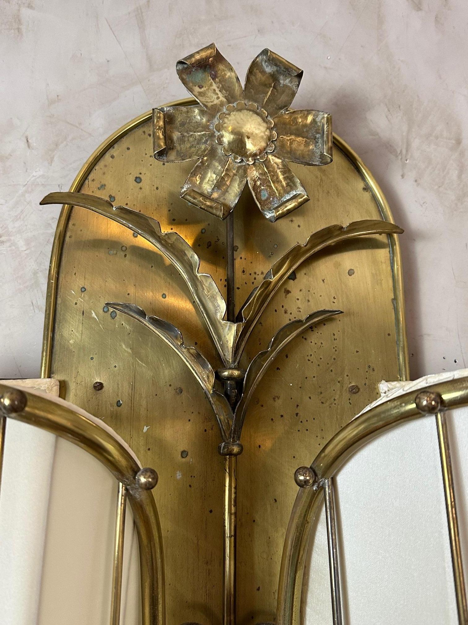 Art nouveau du XXe siècle dans le goût de JL Lobmeyr Applique en laiton, années 1925 en vente 1
