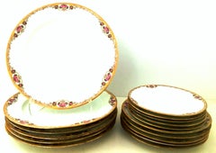20th Century Art Nouveau Limoges France Dinnerware Set of 17 by, M. Redon