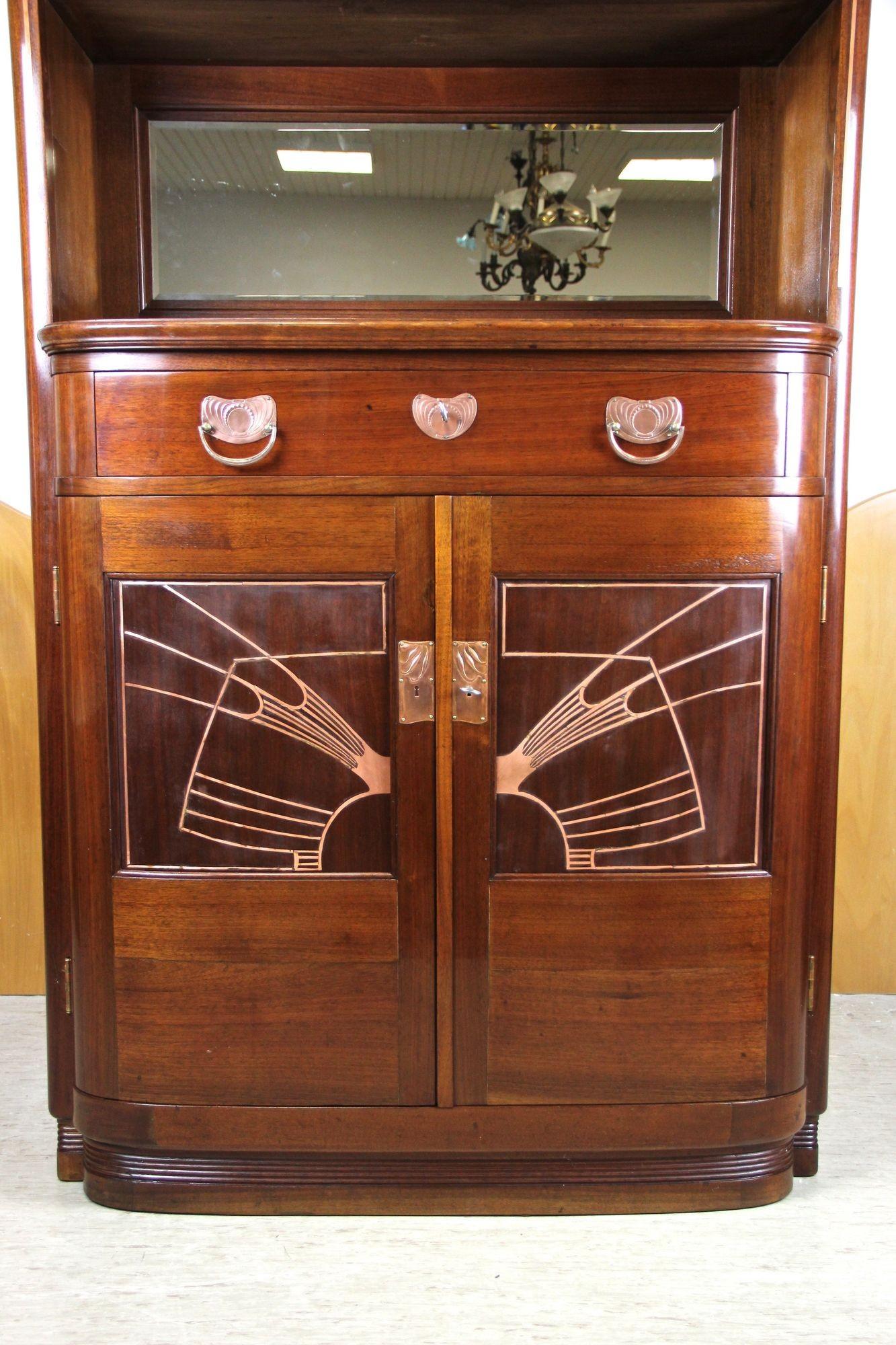 Austrian 20th Century Art Nouveau Mahogany Cabinet/ Buffet by August Ungethüm, AT ca 1900 For Sale